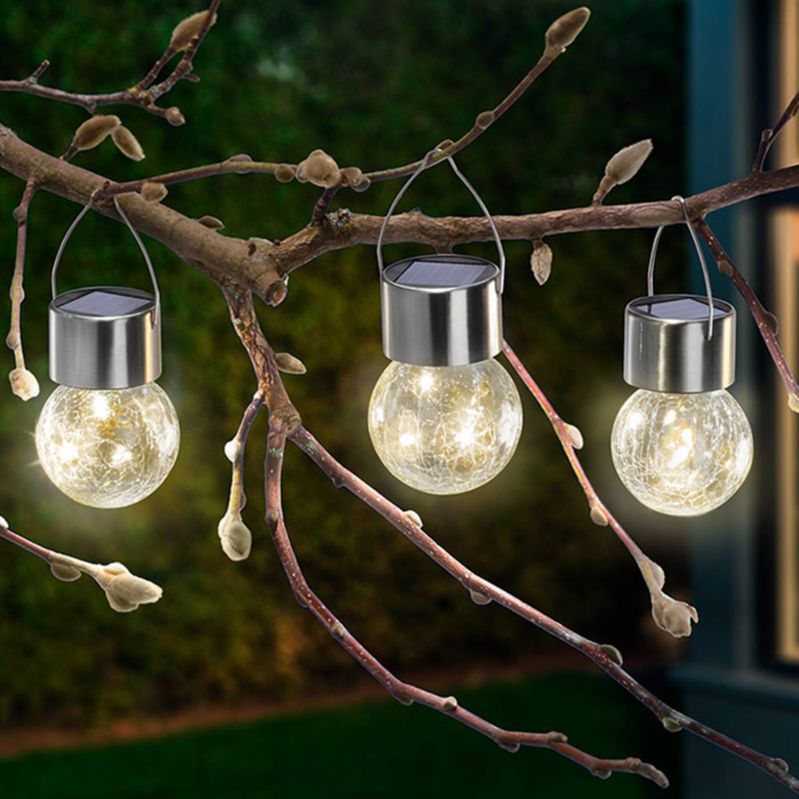 Esotec Aurinkokäytt. LED-lamppu Crackle Ball 3 kpl 3 000K - moderni solar-koristevalaisin - solarvalaisin - aurinkokennovalaisin kirkas