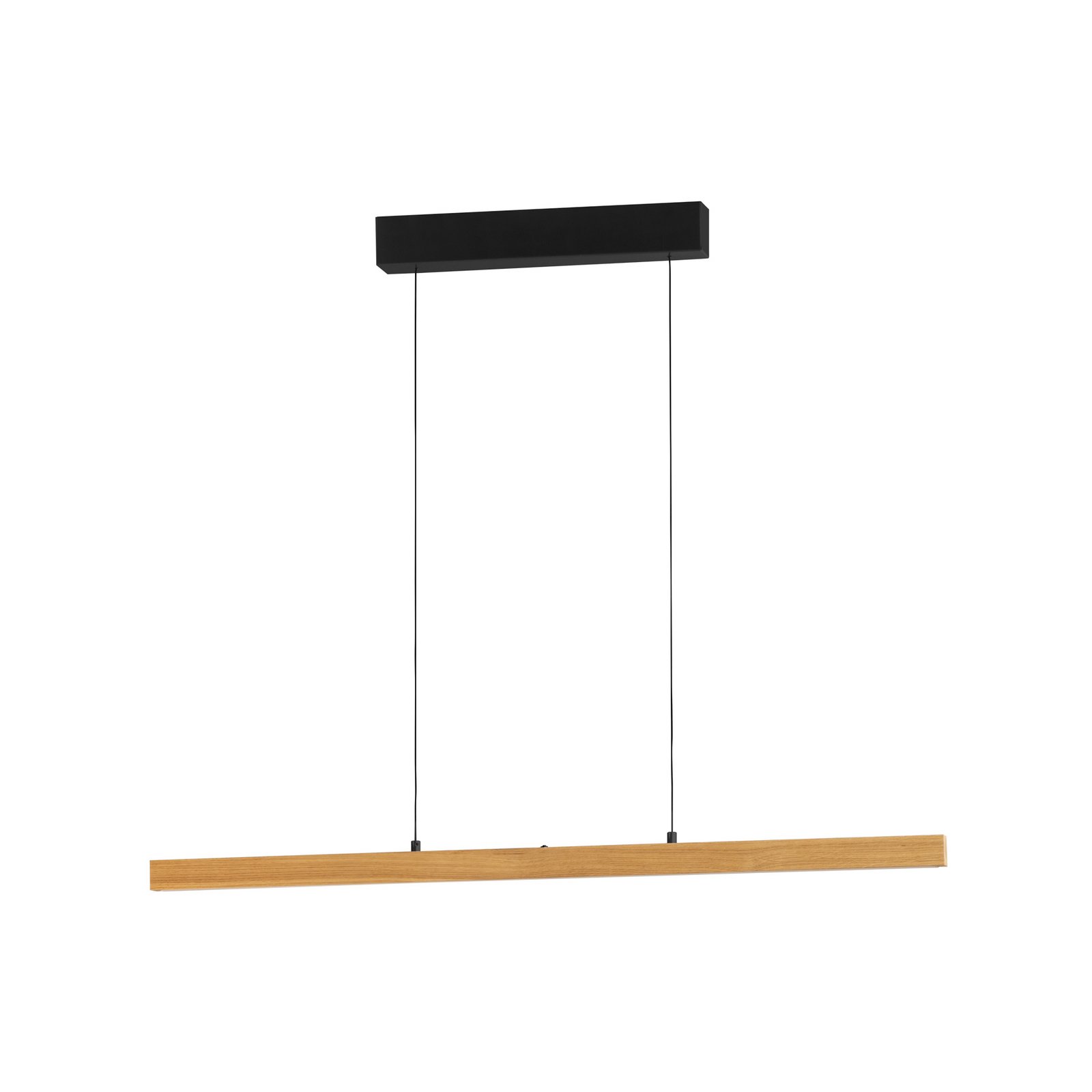 LED hanglamp Shine-Wood, lengte 105 cm, eiken/zwart CCT