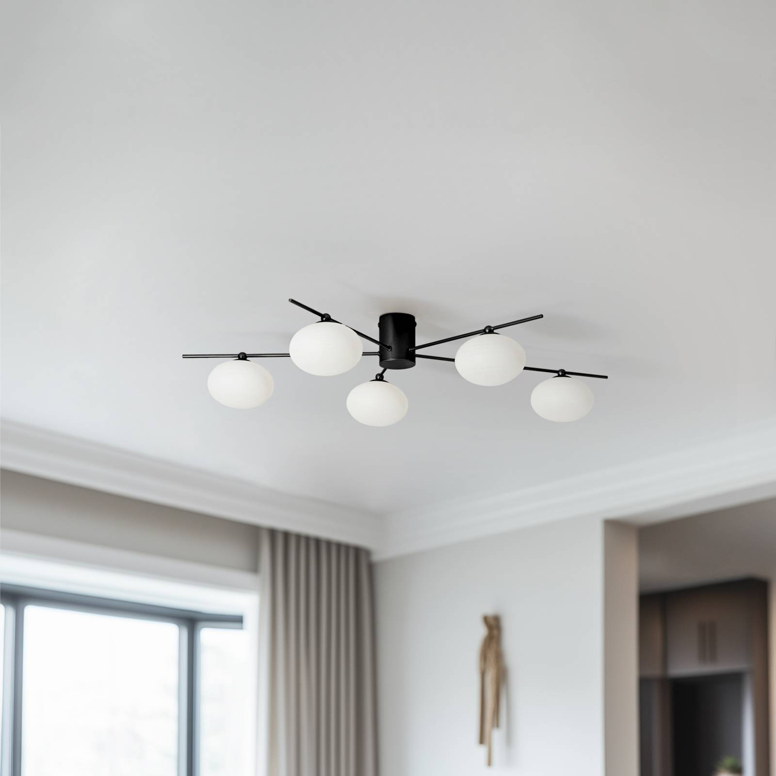 Lampa sufitowa Lindby Valisa, czarna, 5-punktowa