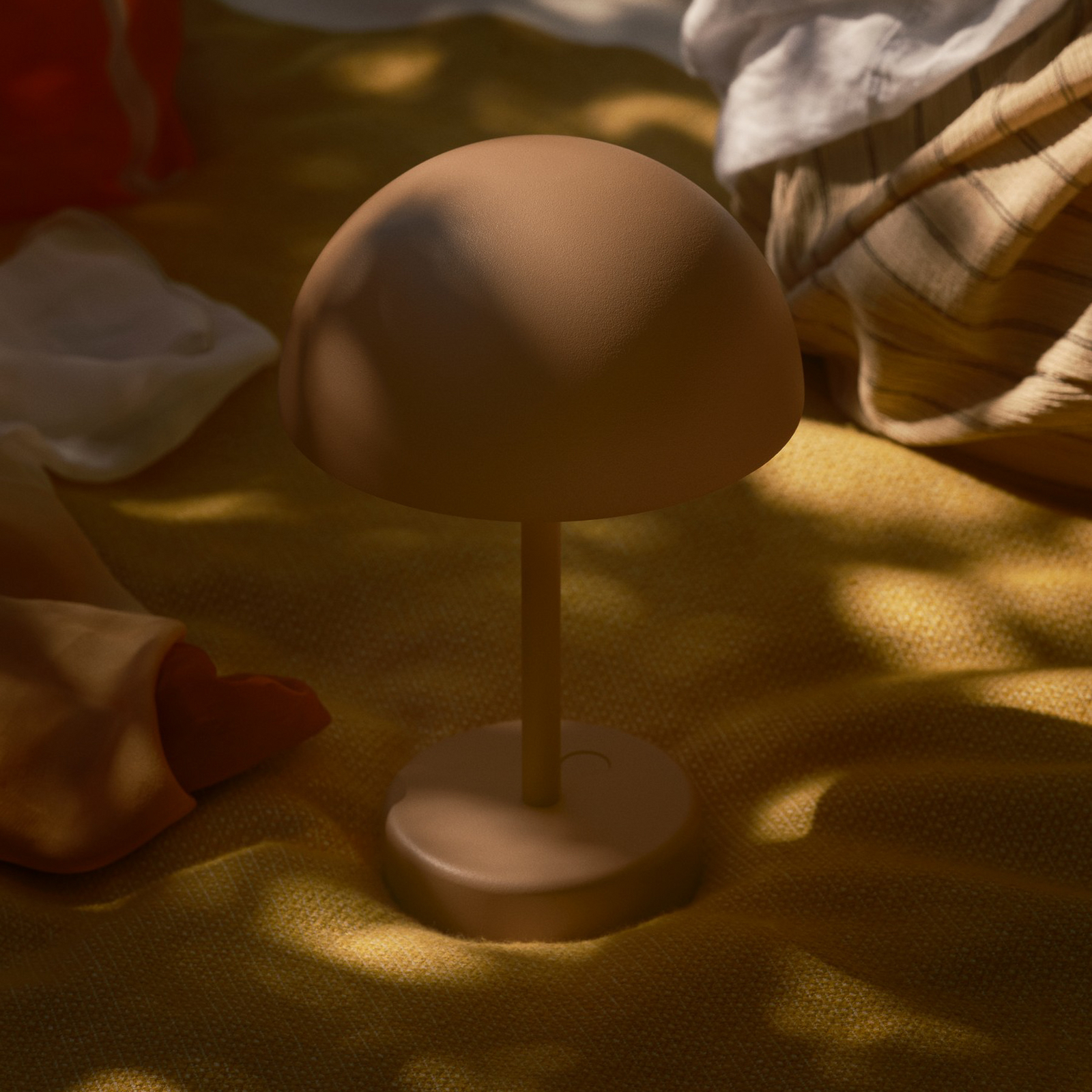 LED stolní lampa na baterie Ellen To-Go, hnědá, hliník