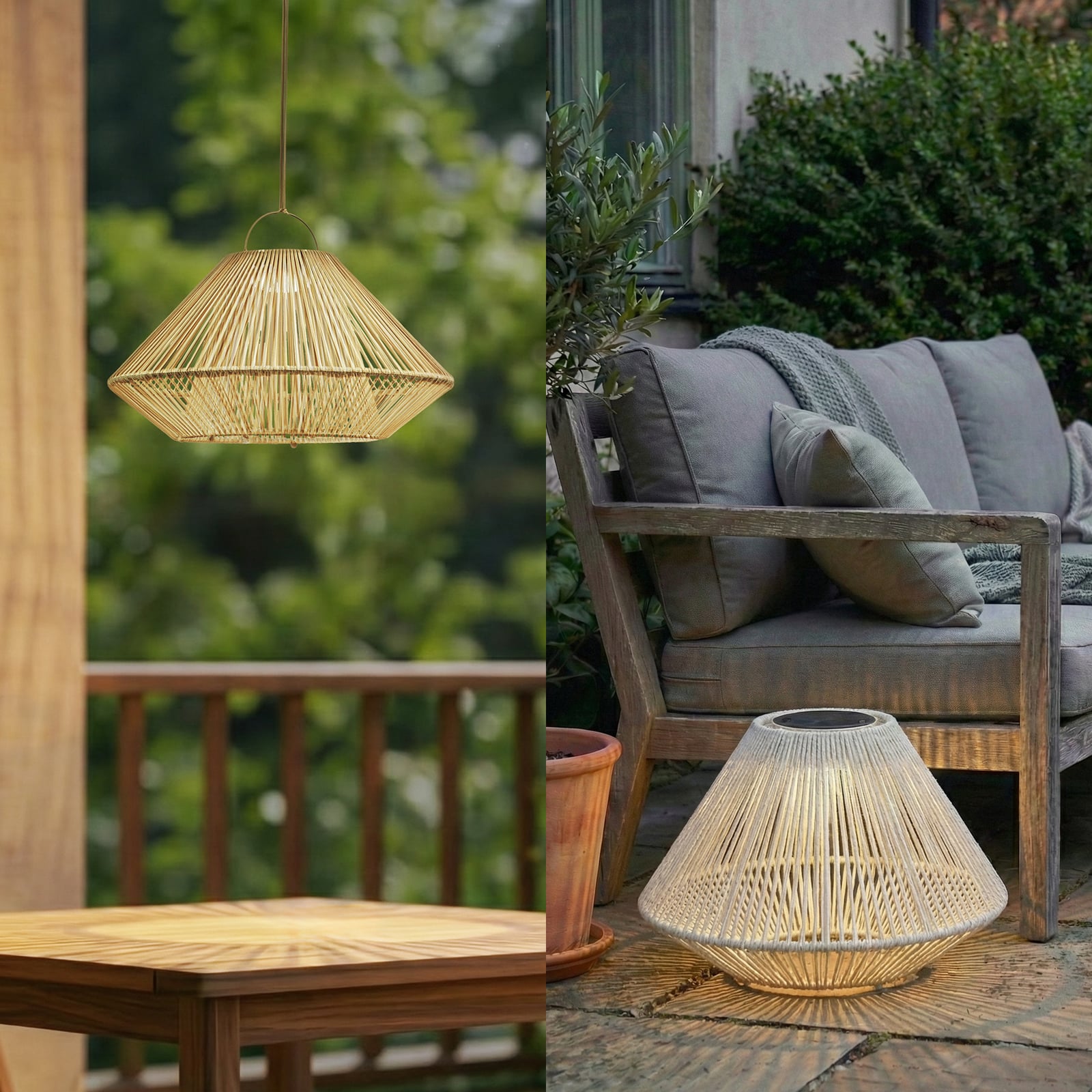 Austas LED-solcellelampe, Ø 50 cm, beige, USB, IP54 - Lindby