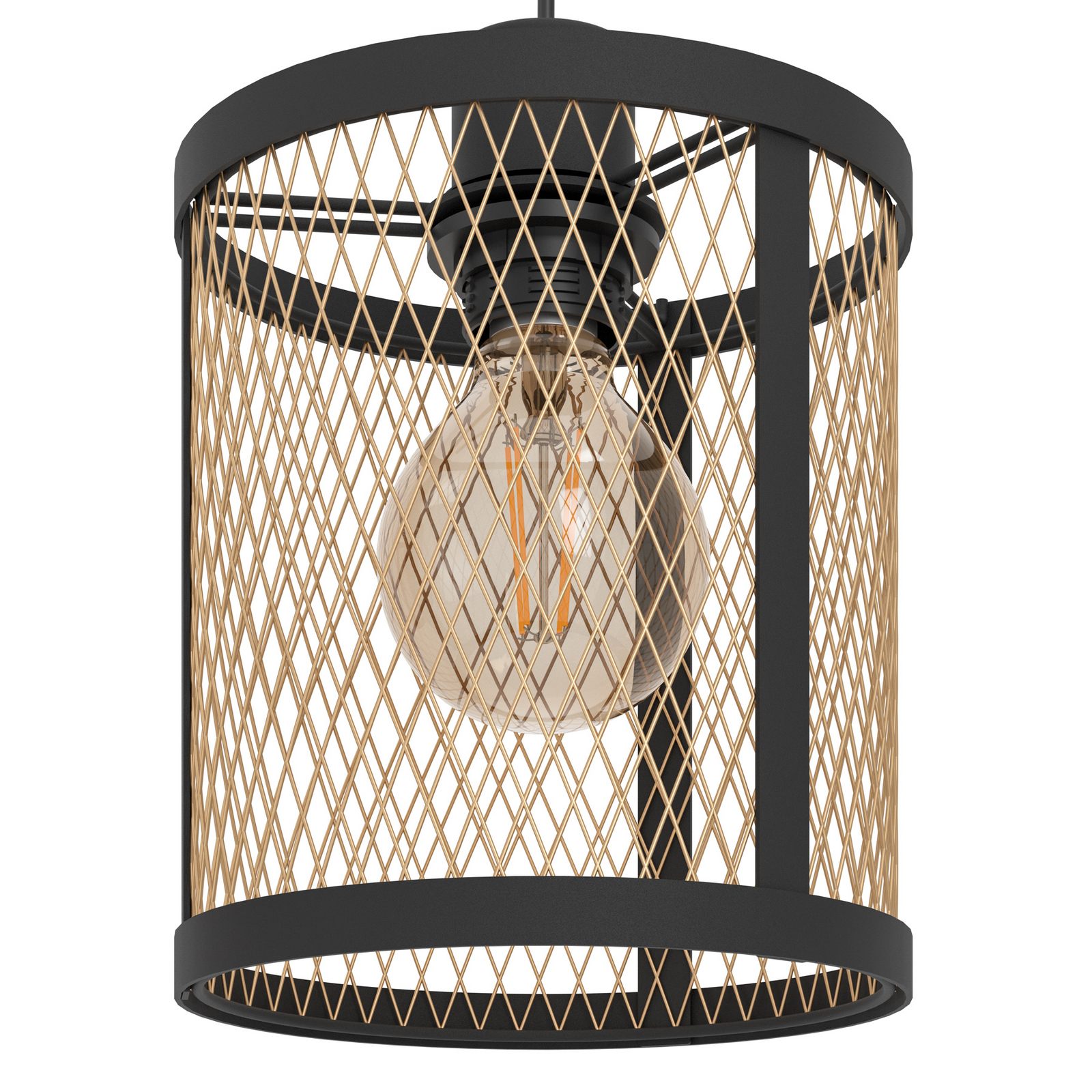 Suspension Dellow, longueur 88 cm, noir/laiton, à 3 lampes