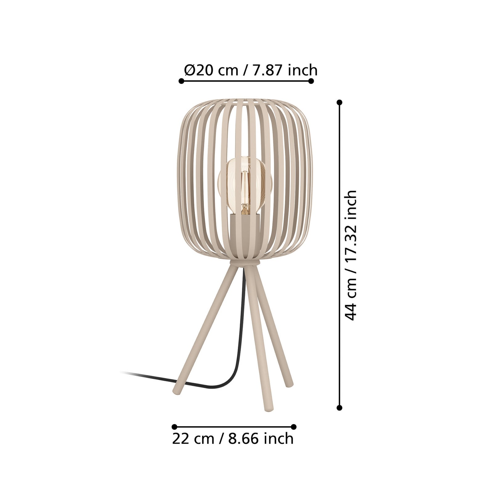 Bordlampe Romazzina, beige, højde 44 cm, metal, E27
