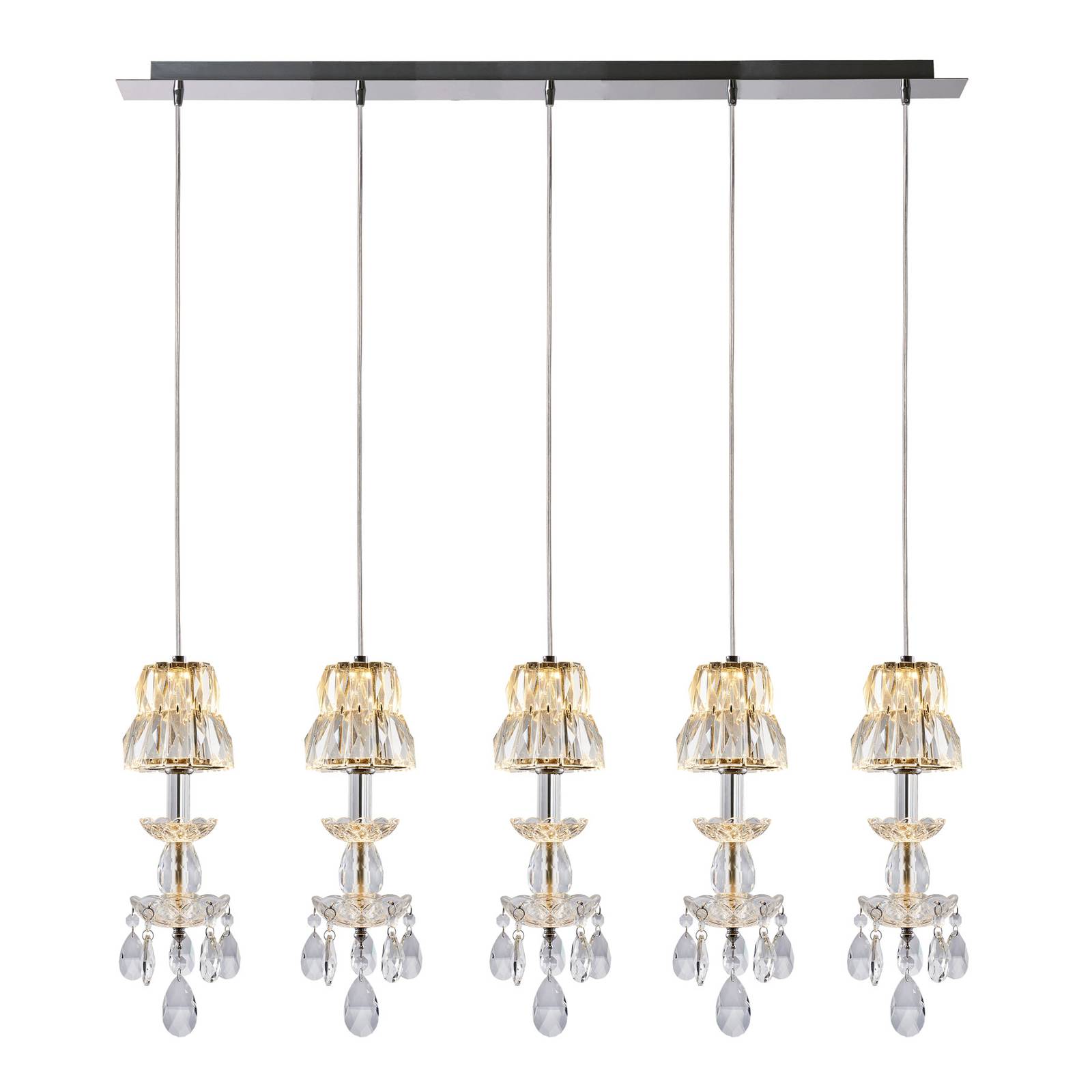 Lucande Yasanie LED hanglamp, 5-lamps, lang