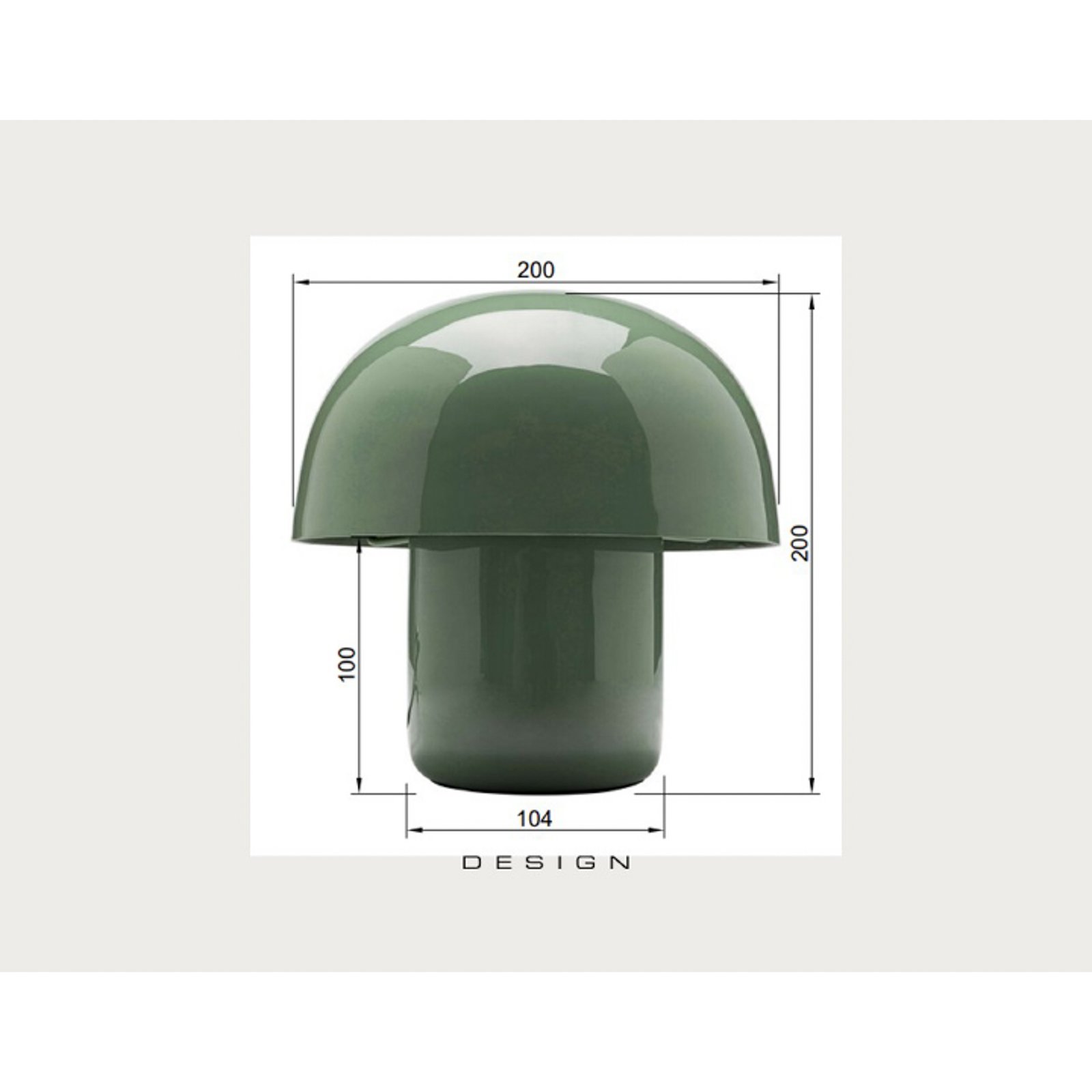 Kare galda lampa Mushroom, salvijas zaļā krāsā, metāls, 20 cm, E14