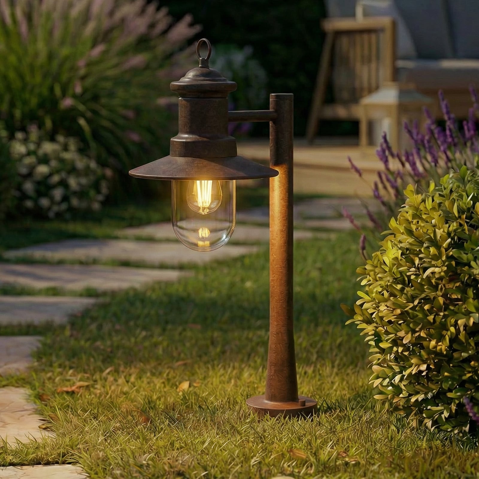 Eloretta tuinpadverlichting, 60 cm, roestvrij, IP44, staal, E27 Lindby - Terras - Landhuis / Rustiek - Metaal - 1 lamp