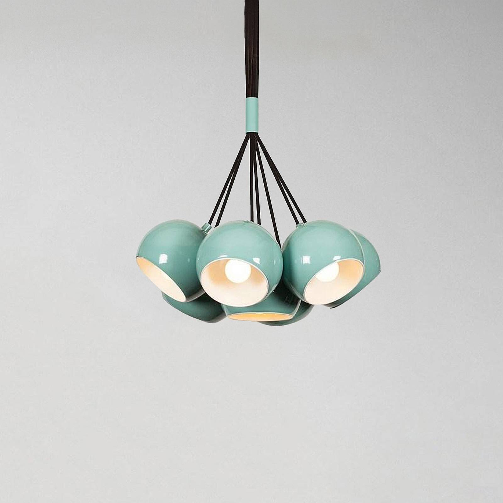 Opviq Suspension Sivani MR-629 turquoise métal 7 lampes en faisceau