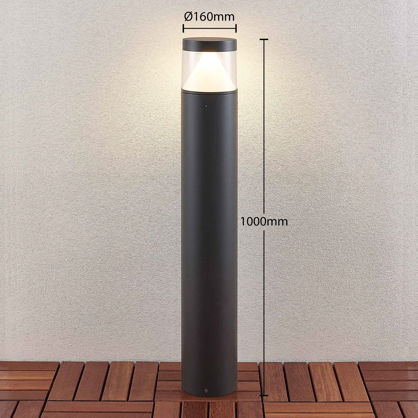 LED-Pollerleuchte Darja aus dunkelgrauem Alu 100cm
