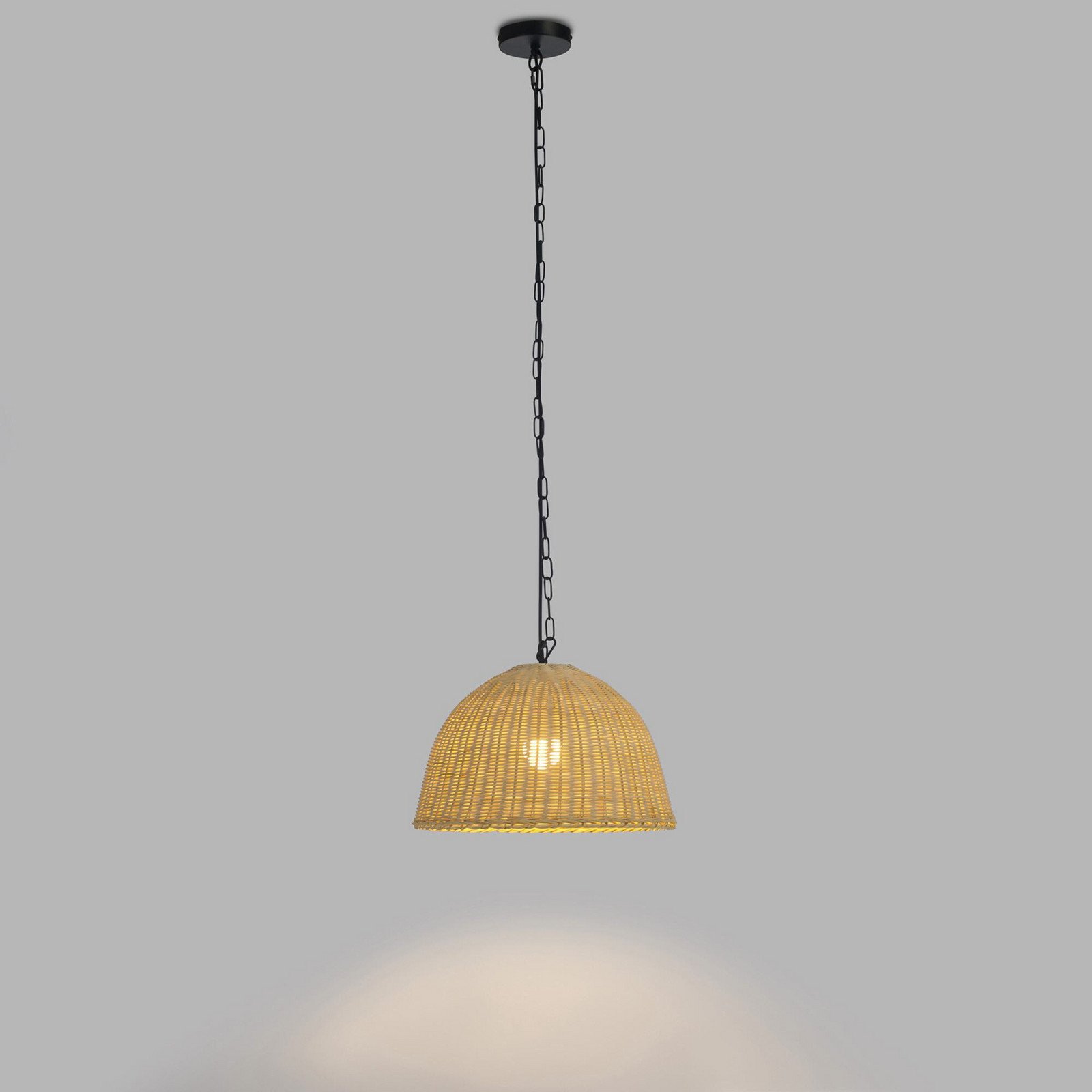 Lampă suspendată Forlight Cortic Ø 40 cm maro deschis rattan - Camera de zi / sufragerie - maro deschis negru - Lemn