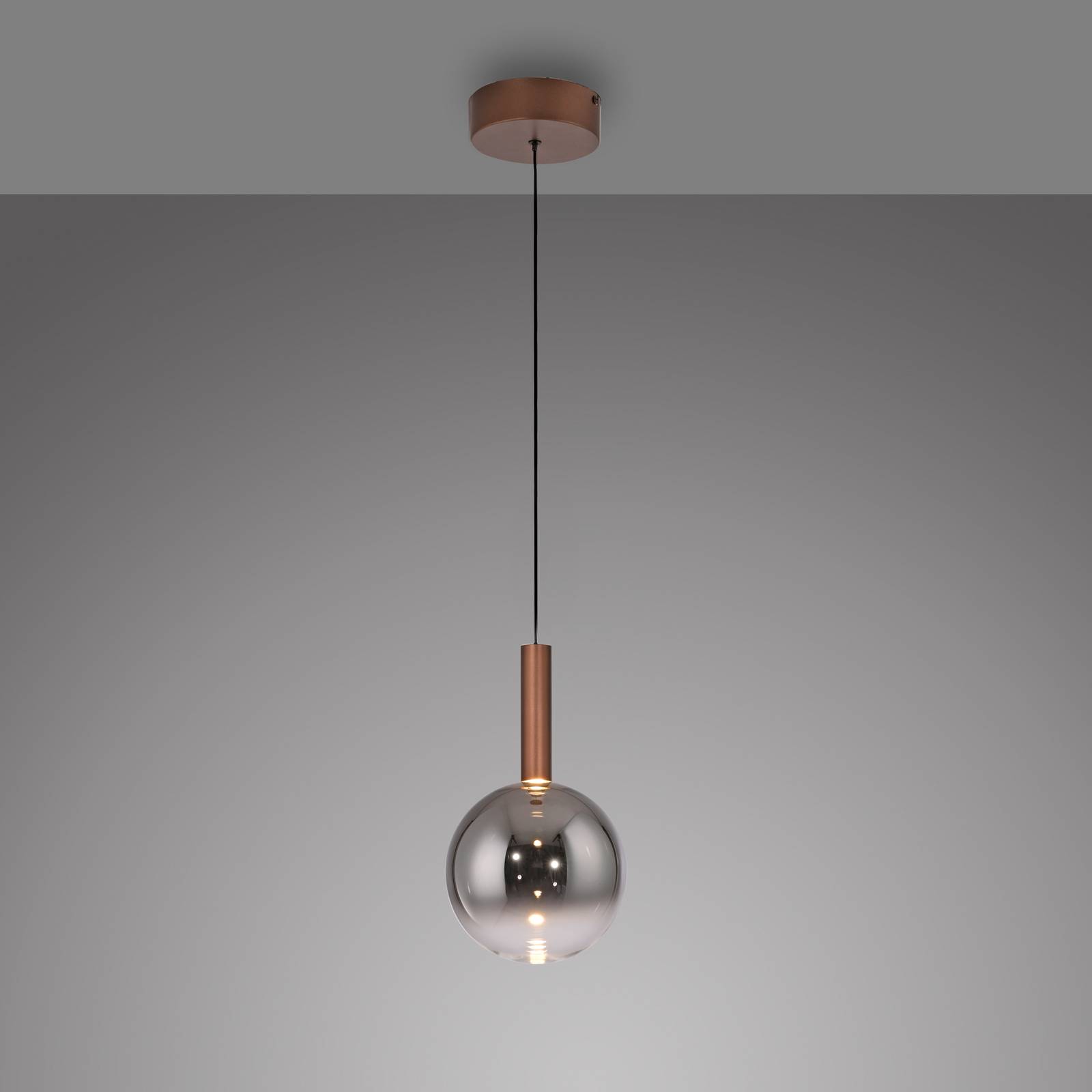 Paul Neuhaus żyrandol LED Bowl, Ø 20 cm, brązowo-szara