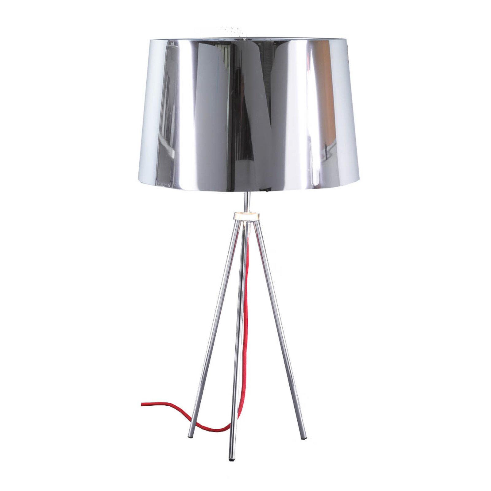 Aluminor Tropic bordlampe, krom, rødt kabel