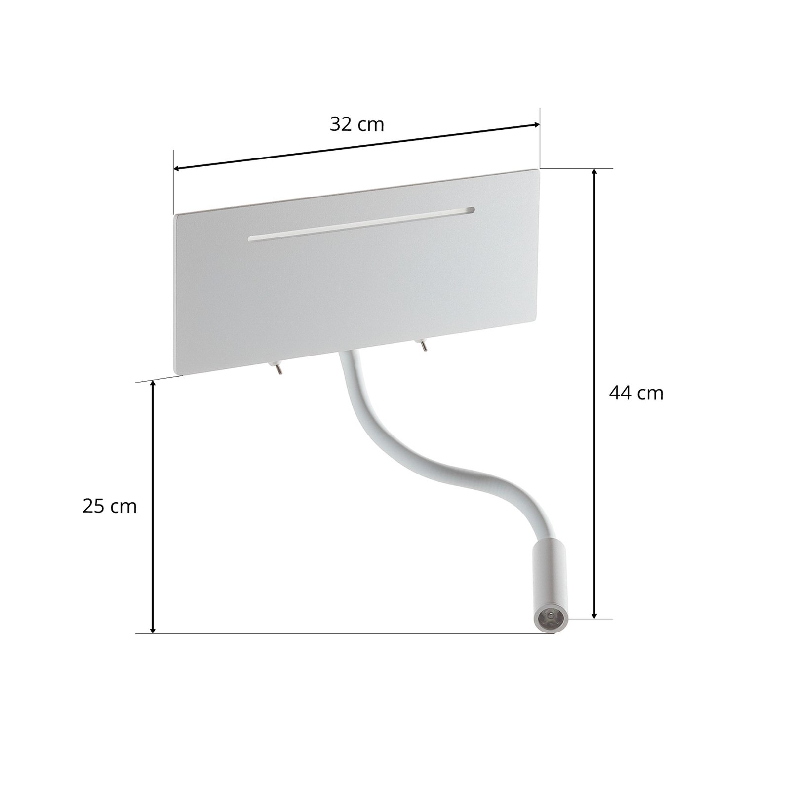 Ariel – vit LED-vägglampa med läslampa