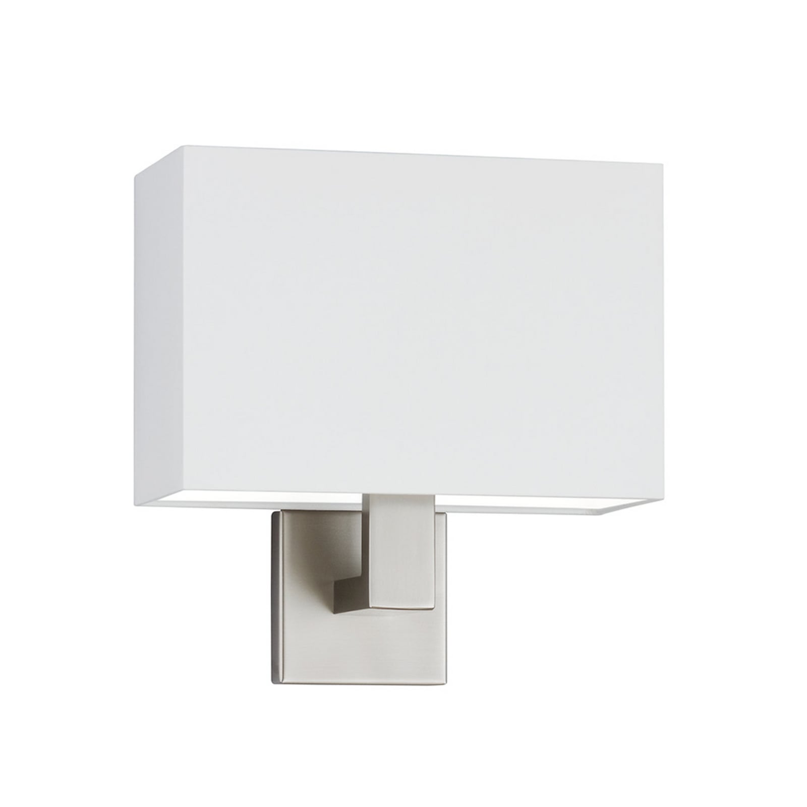 Kea wall lamp, nickel-coloured/white, width 28 cm, metal/fabric