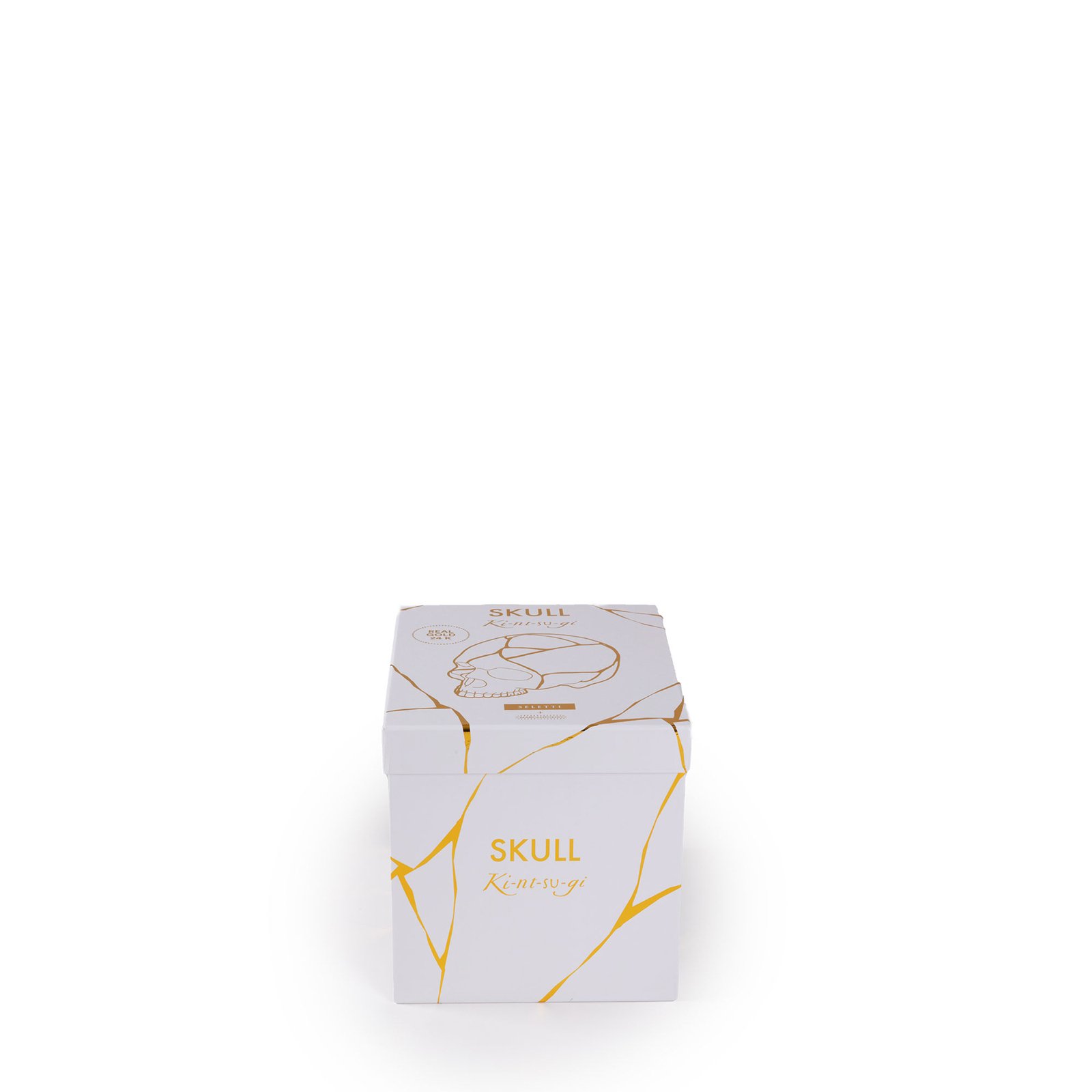 SELETTI Skulptura Kintsugi Skull, bela, porcelan, zlato