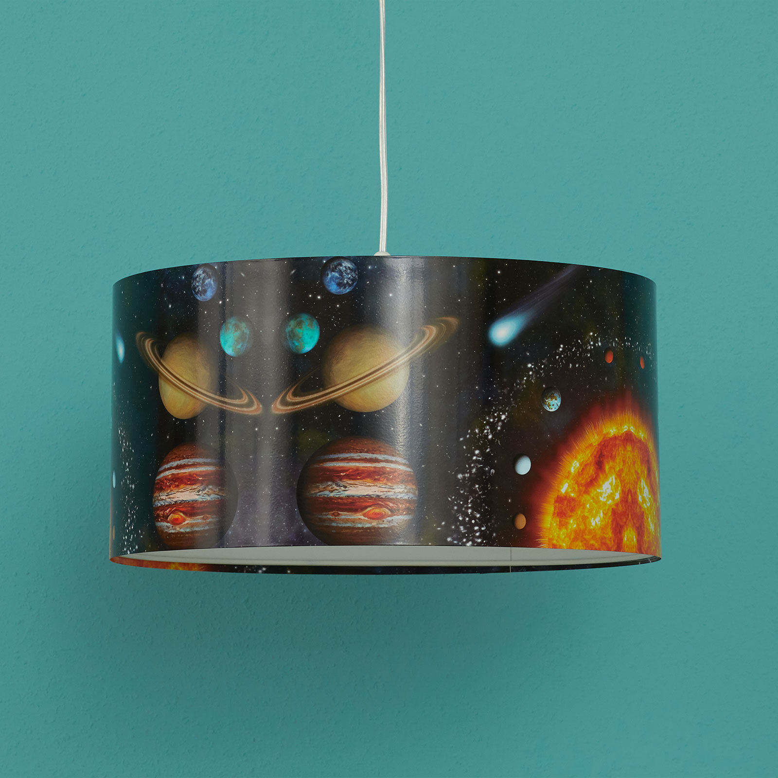 Space pendant light with space print