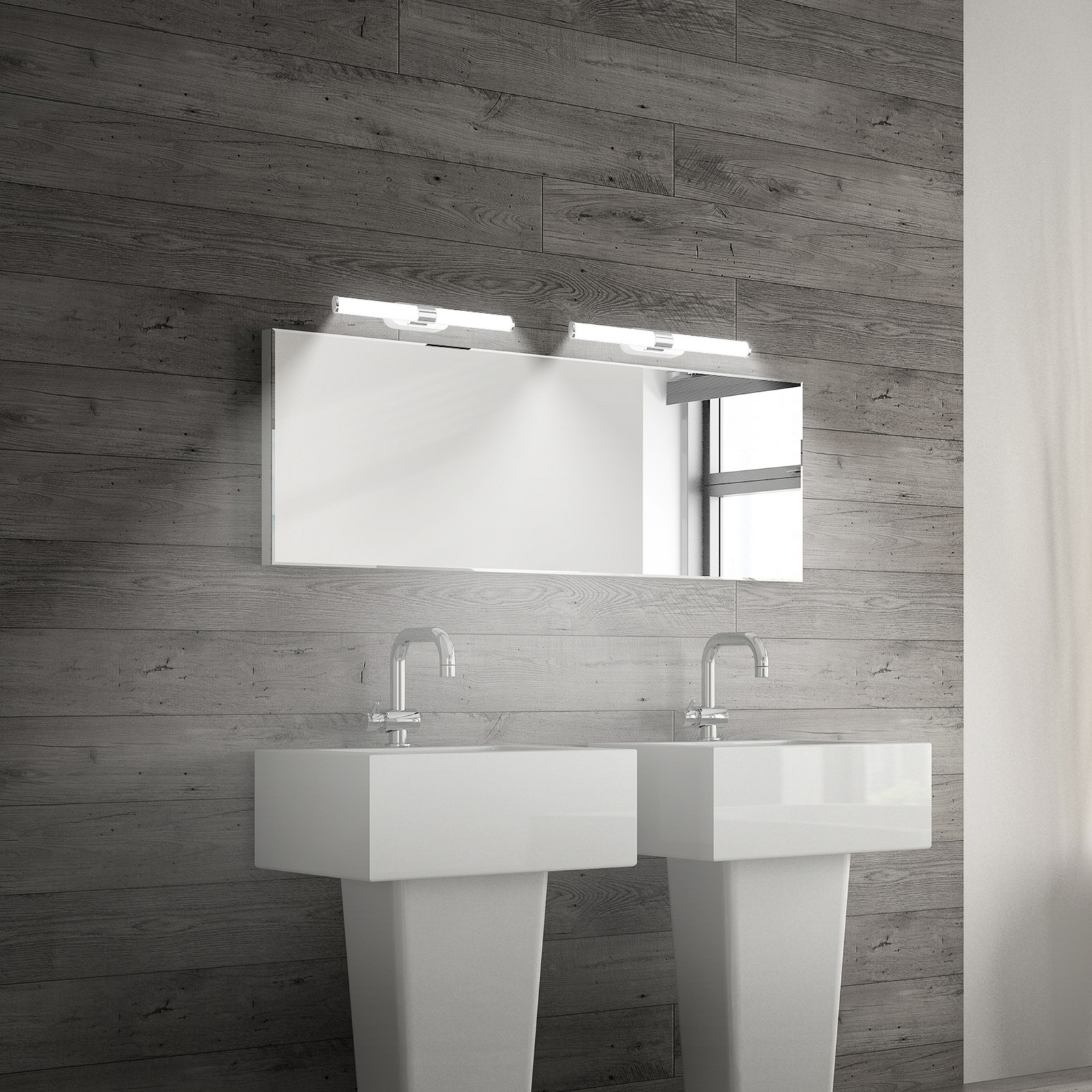 LED sienas lampa Runt, hroms, 4000 K, IP44, garums 40 cm