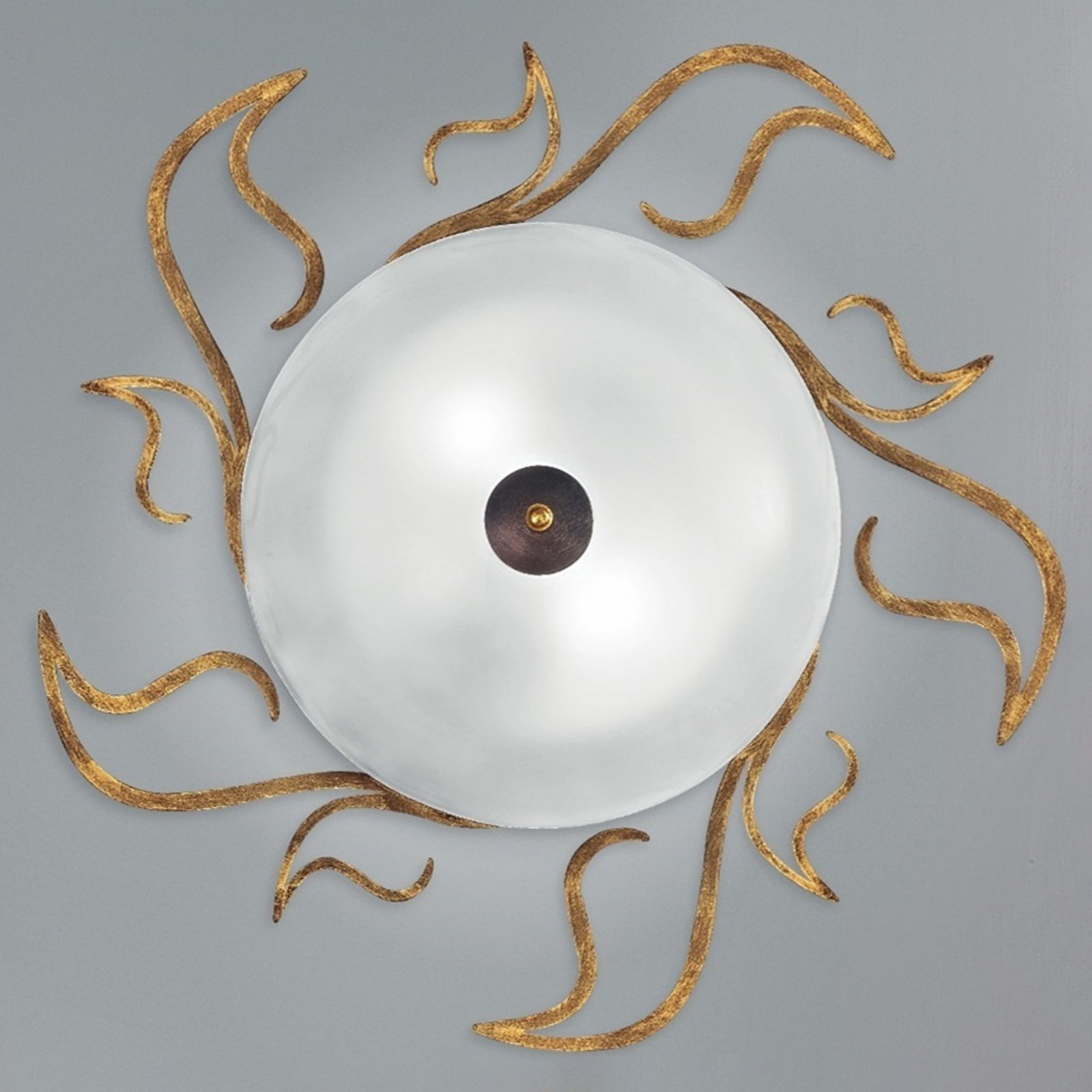 Deckenlampe Amabile, rost-gold mit Glasschirm