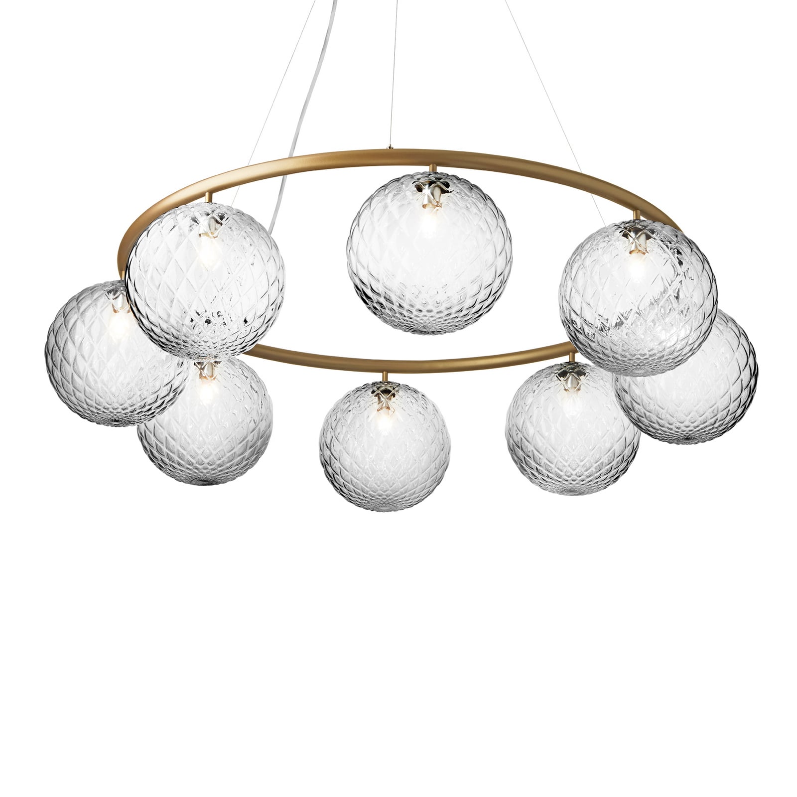 Lustre Miira 8 Circular, laiton/transparent, Ø 100 cm - Nuura