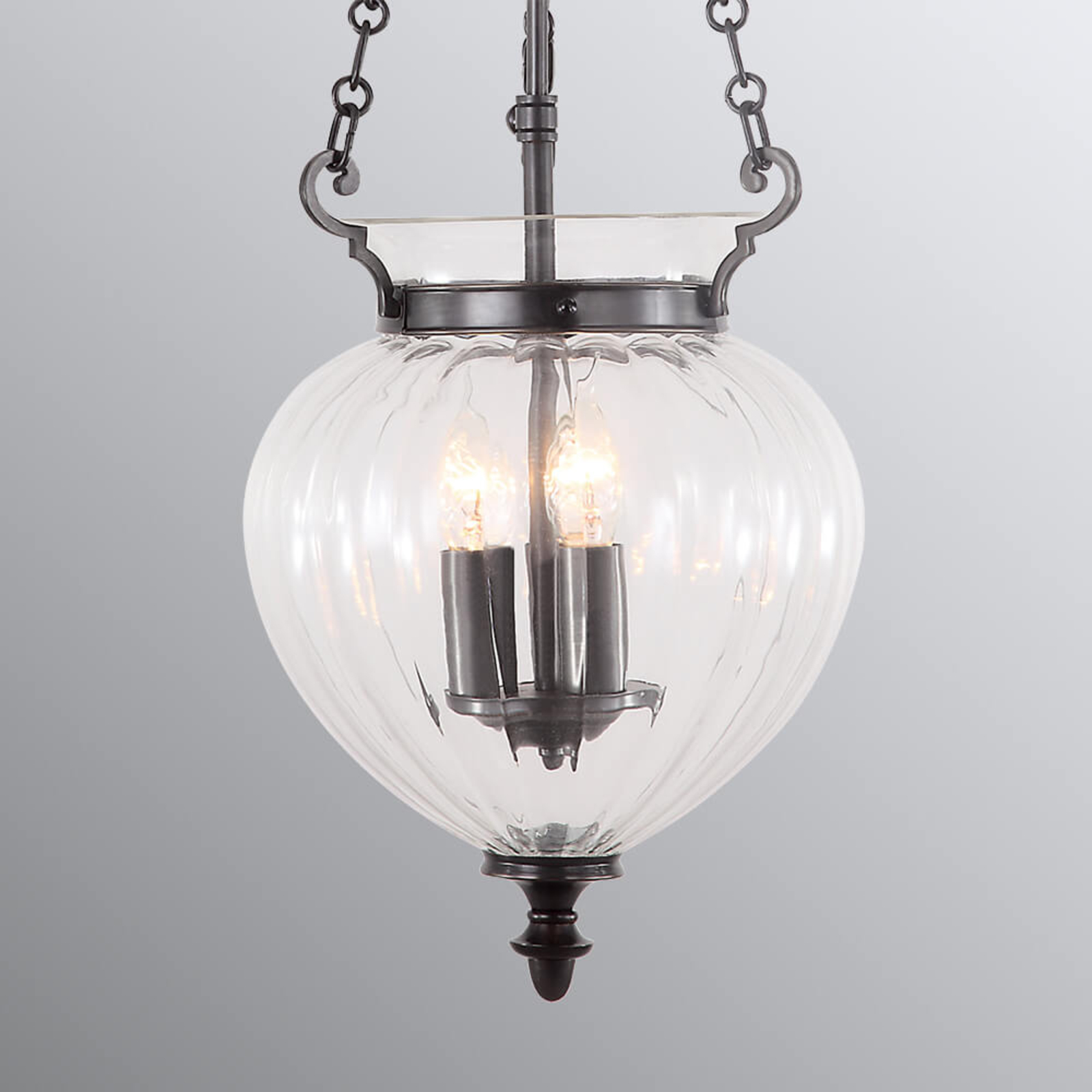 Elstead Finsbury Park hanging lamp bronze, for Living / Dining Room, metal, glass, E14, 60 W, energy efficiency: A++, H: 52 cm