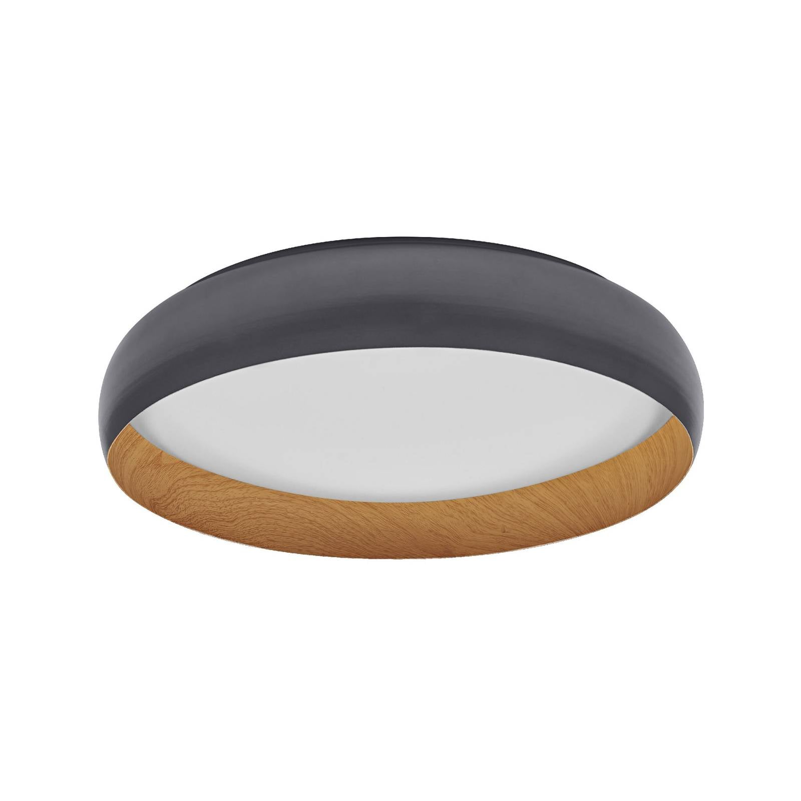 ORBIS Livia LED-Deckenleuchte mit Metallring grau Holzdekor 36W 2000lm 3000K 520mm 830 freundliches Warmweiß durch Klicken in
