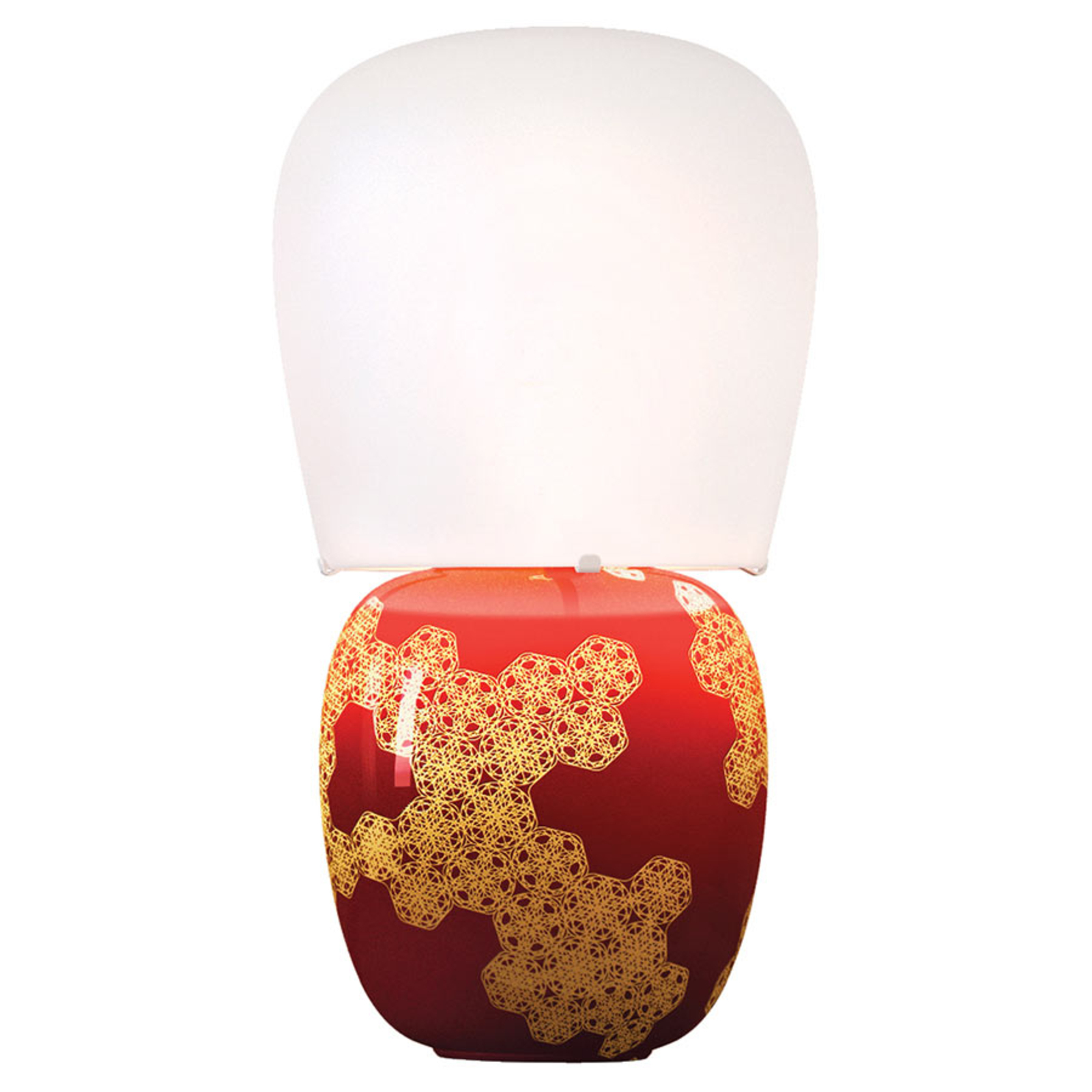 Kundalini Hive - ceramic table lamp, red, for Living / Dining Room, ceramic, glass, E27, 30 W, H: 47 cm