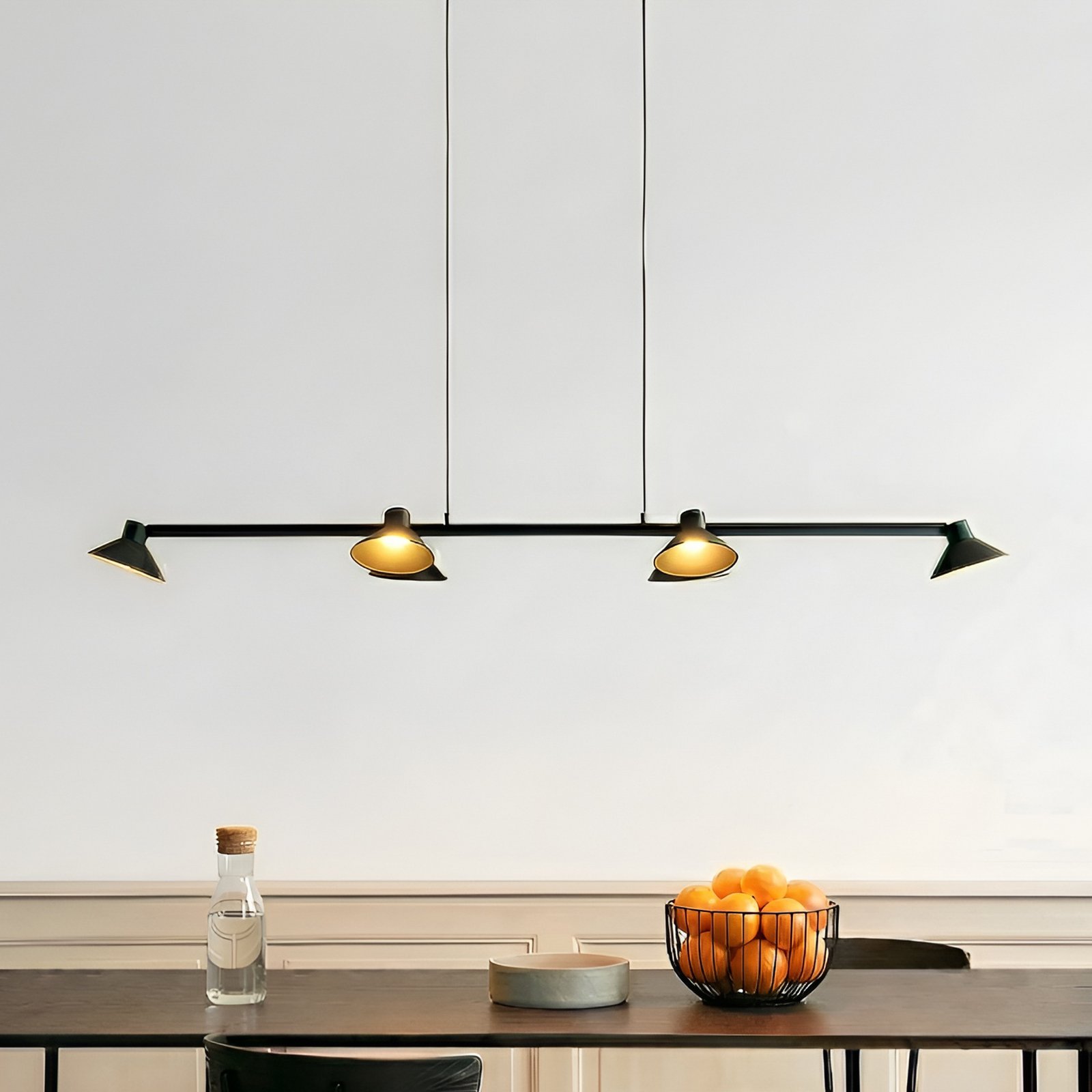 Lucande LED piekaramā lampa Steve, melna, 113 cm, 6 spuldzes, dimmerējama