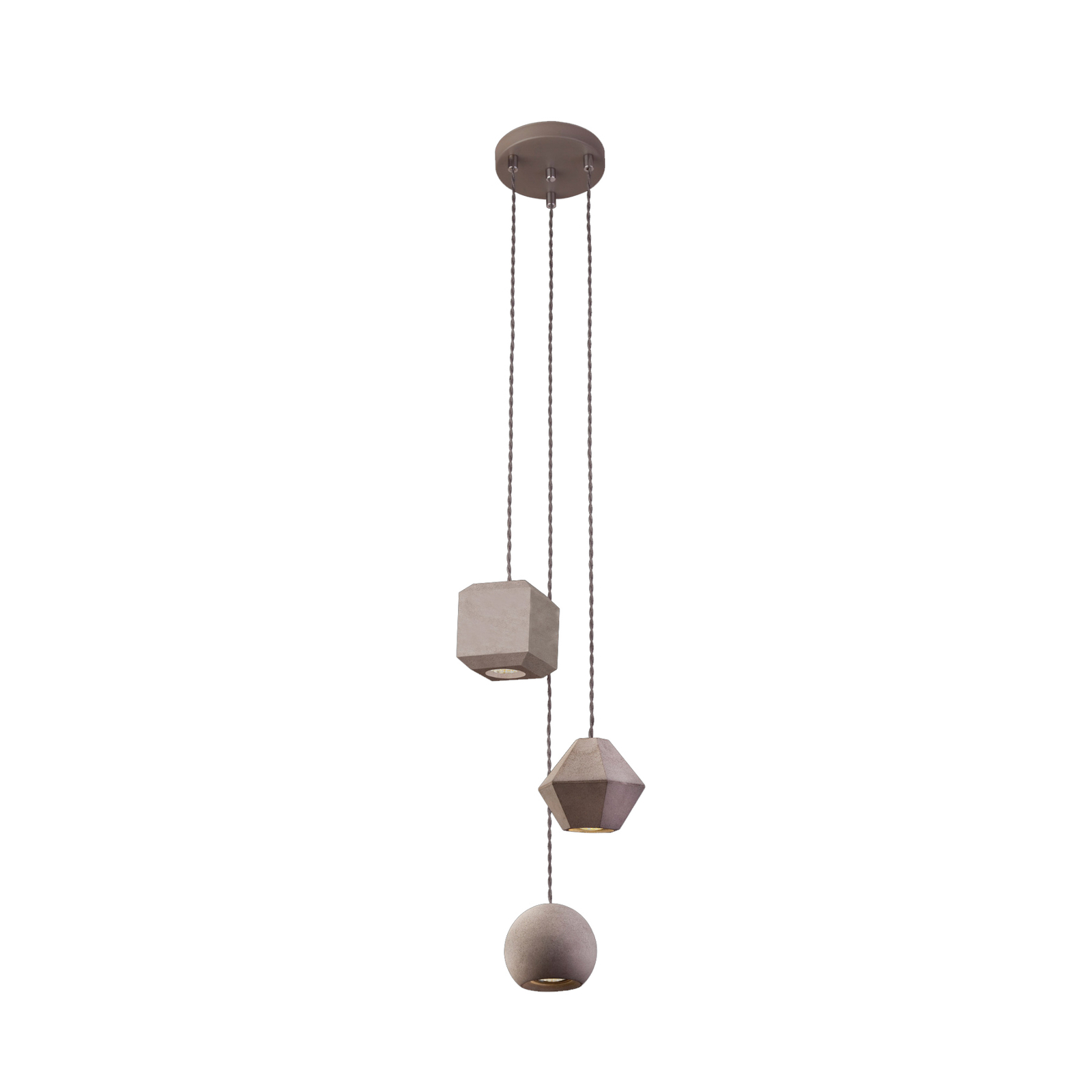 Hängeleuchte Geometric III aus Beton, dreiflammig
