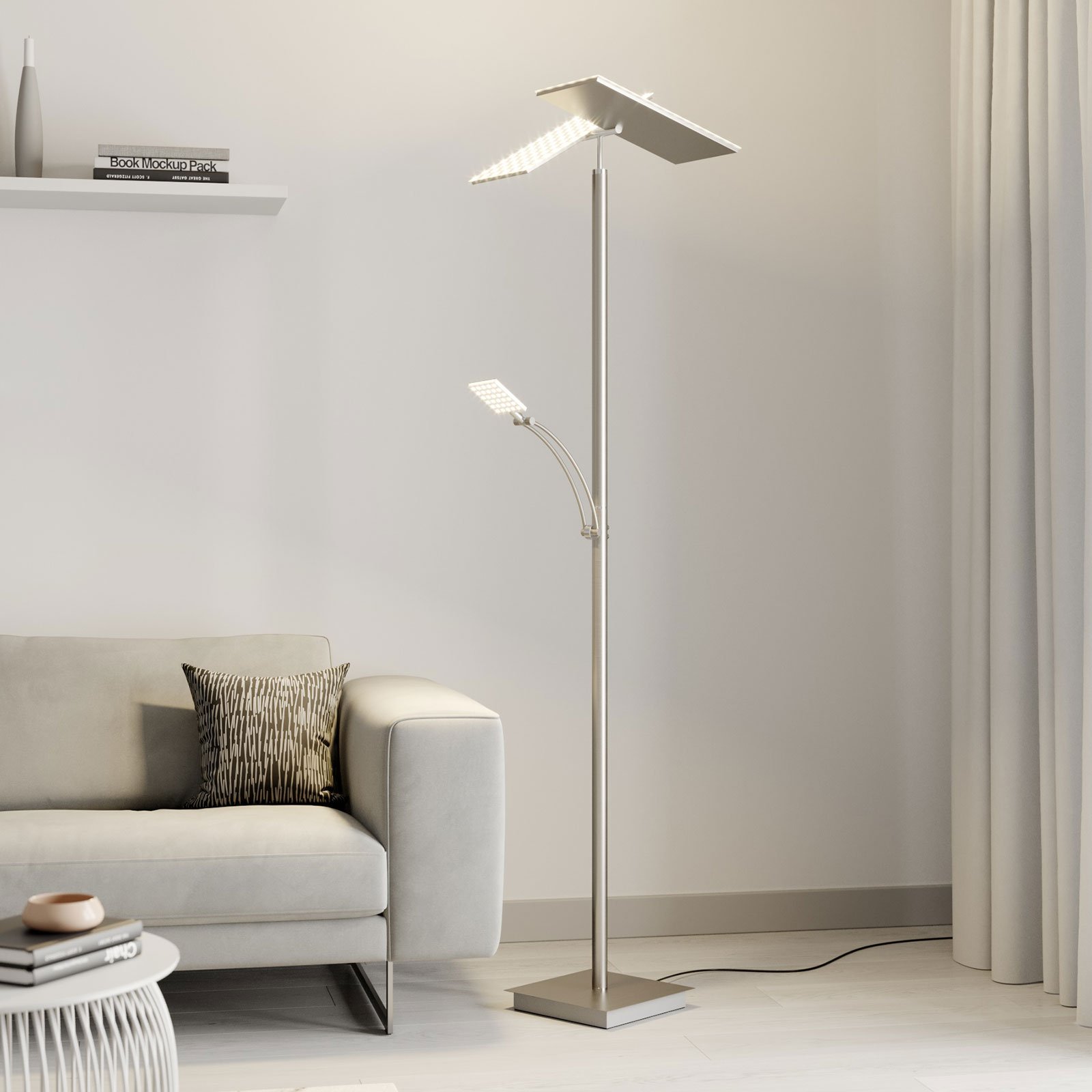 Lucande LED-uplight lampe Parthena, nikkel