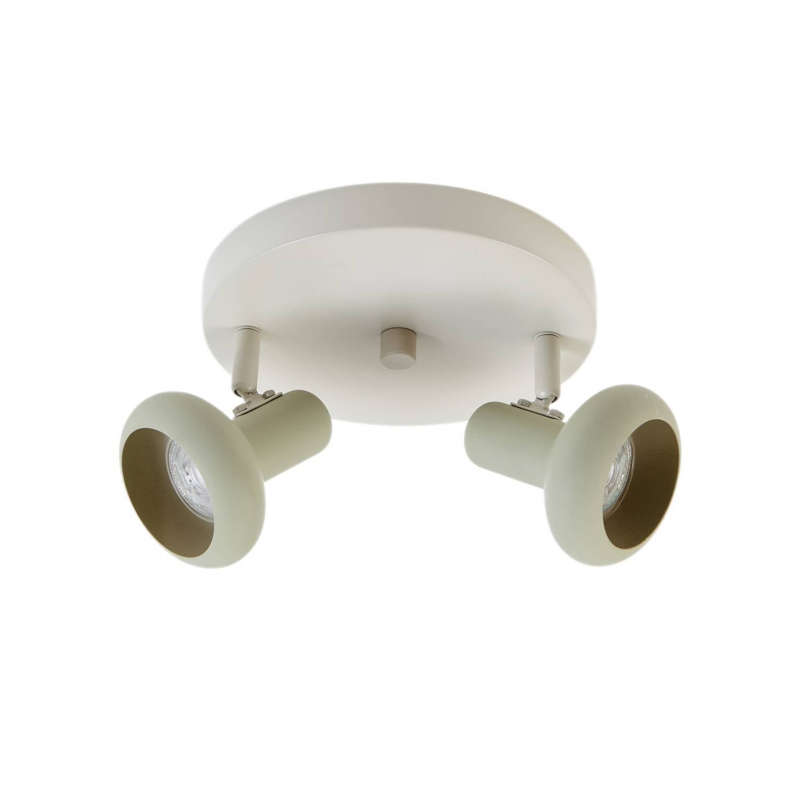 Lindby Deckenstrahler Huby, 2-flammig, creme/hellgrün, Eisen