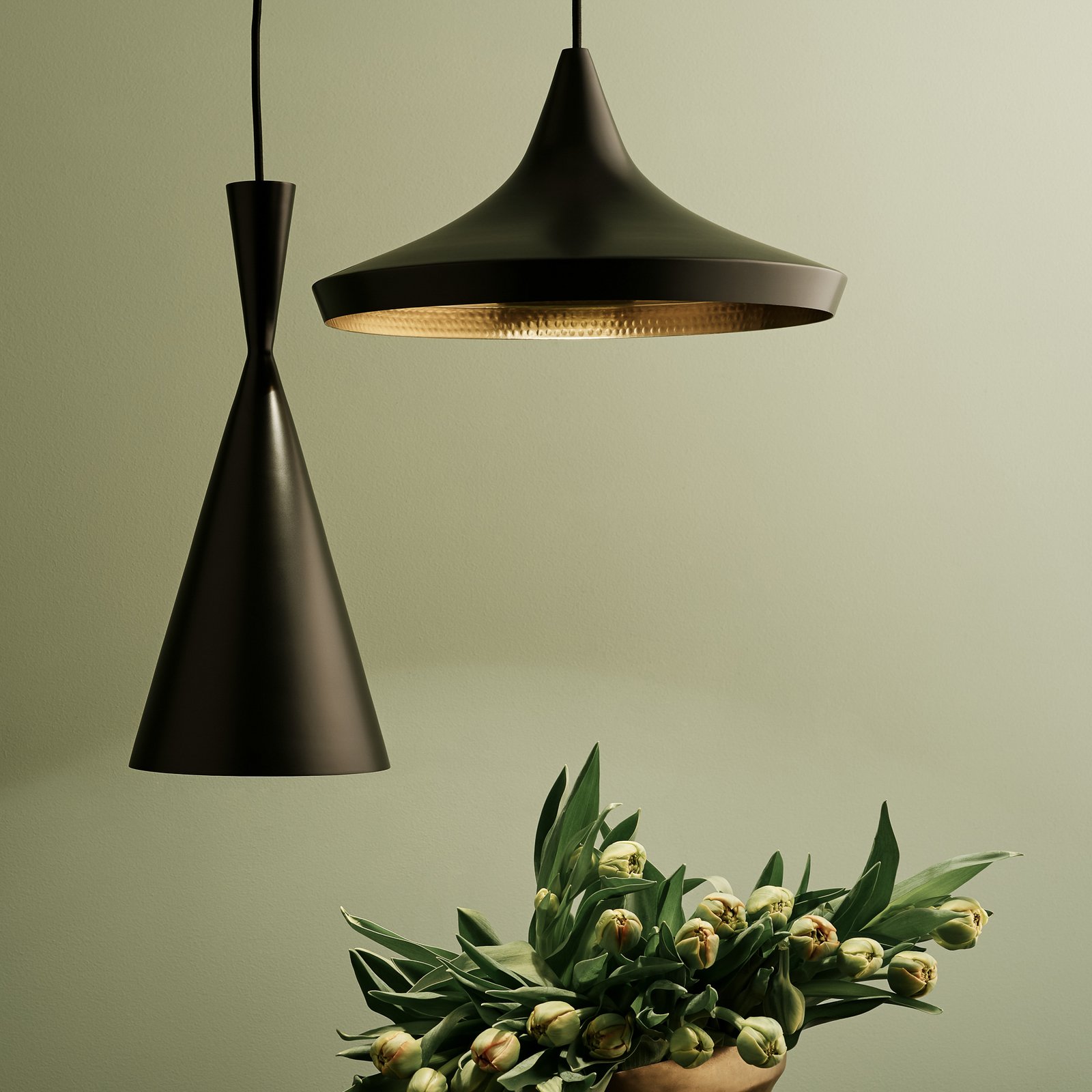 Tom Dixon LED-Hängelampe Beat Flat, schwarz, Ø 56 cm