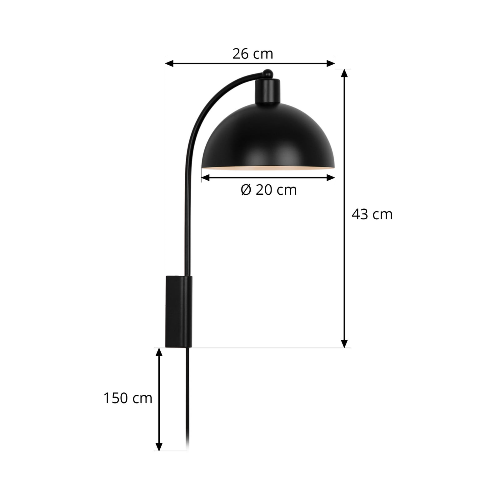 Ellen 20 Seinävalaisin Black - Nordlux