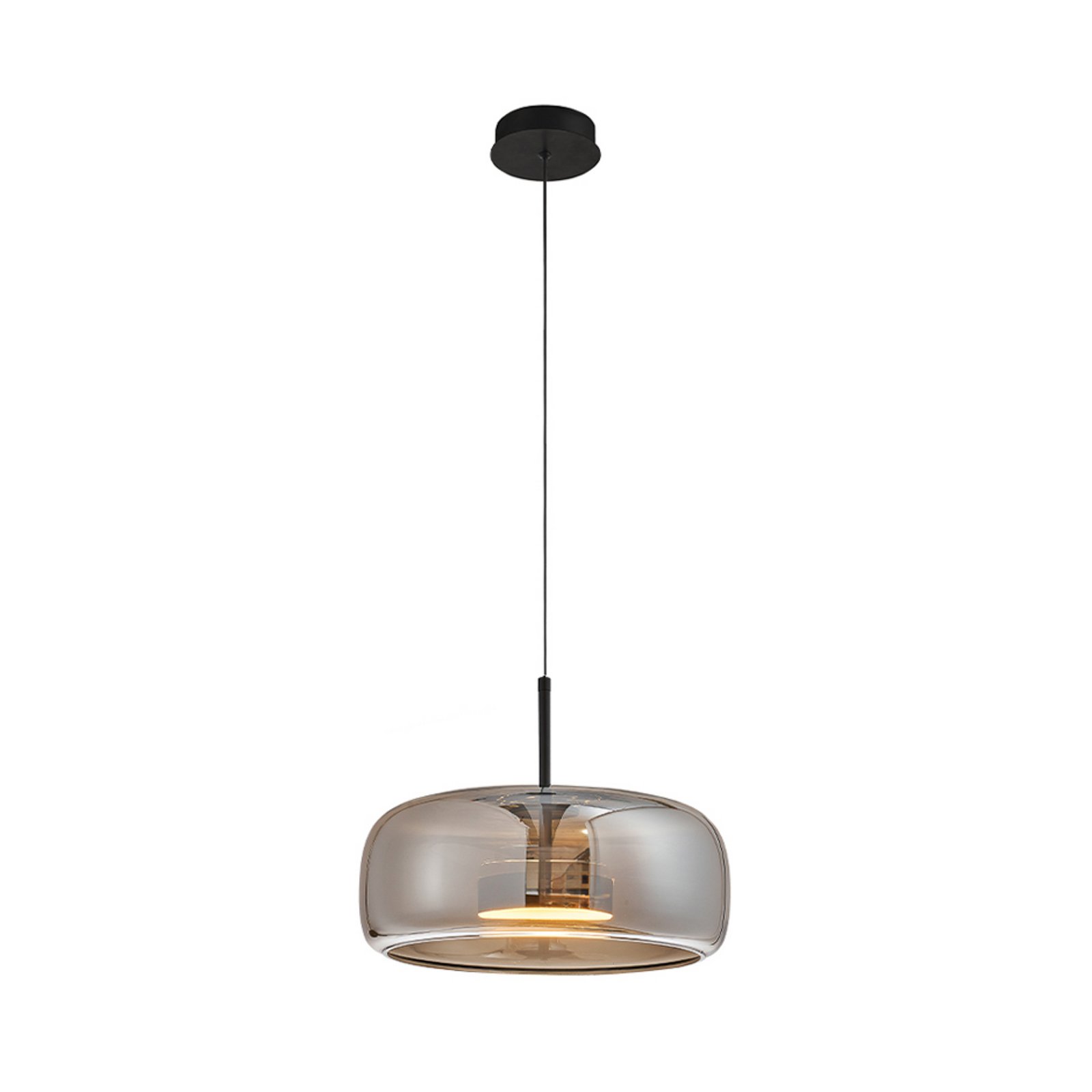 Lampa wisząca LED Deco, dymnoszara/czarna, Ø 33 cm, szkło Lampa wisząca LED Deco, dymnoszara/czarna, Ø 33 cm, szkło