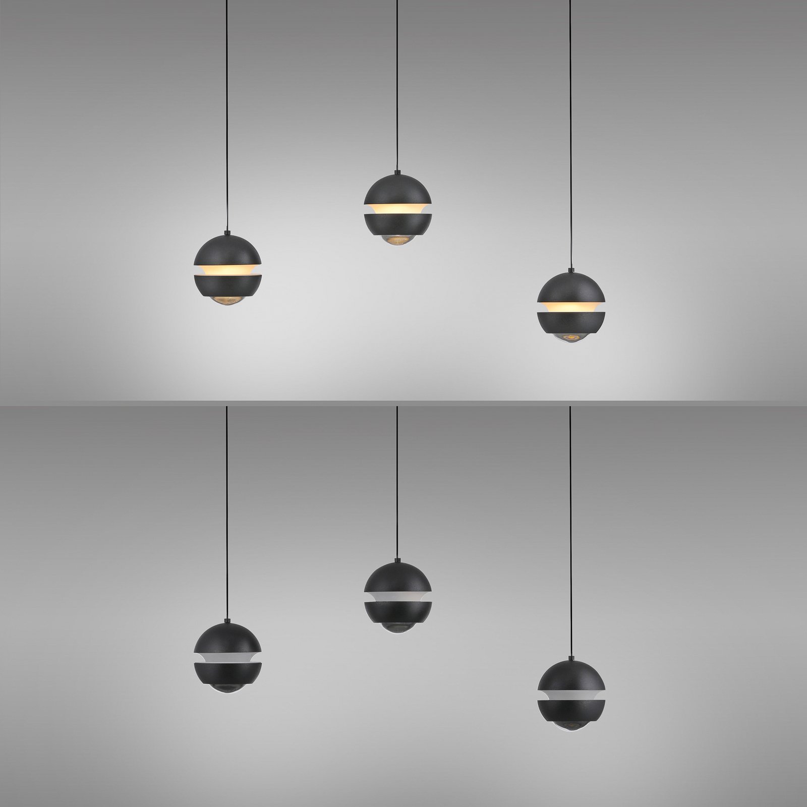 Schöner Wohnen LED závěsné světlo Lini černá 3-ramenná dlouhá 3 000 K