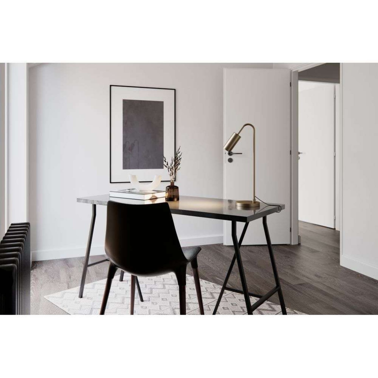 Lampa stołowa Curve marki By Rydéns, matowe złoto, metal, GU10