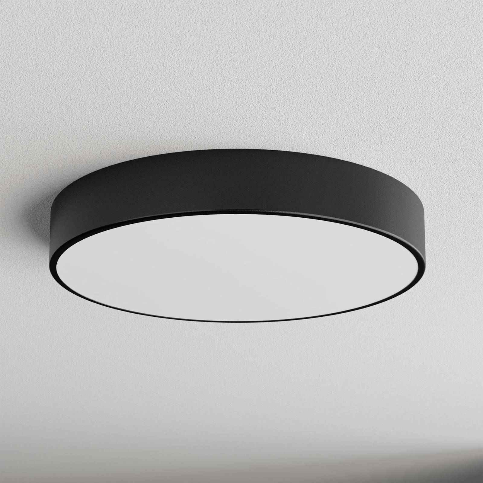 Lampa sufitowa Cleo, Ø 50 cm, IP54, czarna, metal, E27