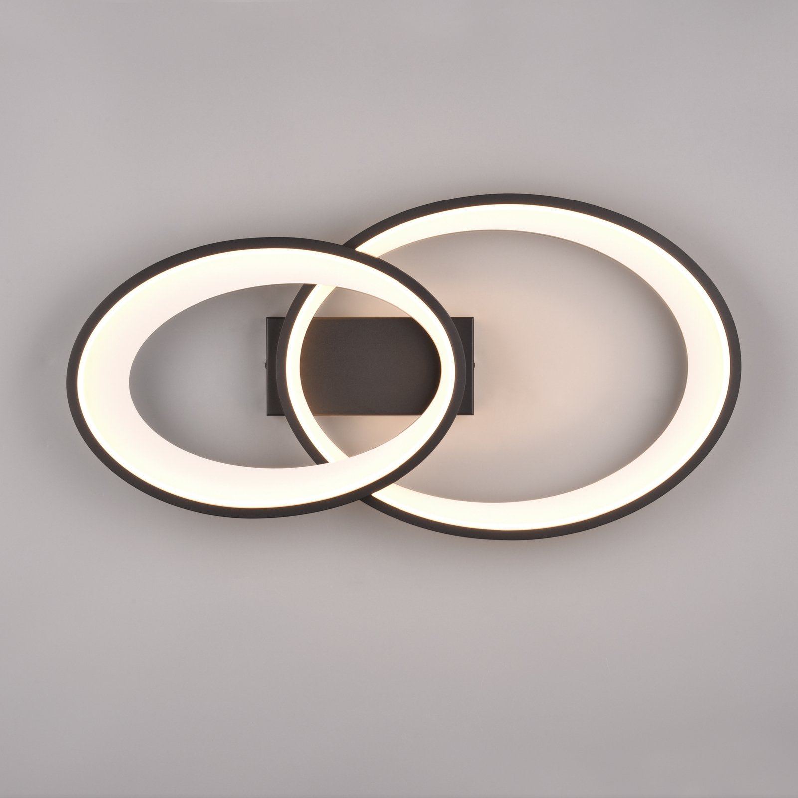 Plafón LED Malaga con 2 anillos, negro