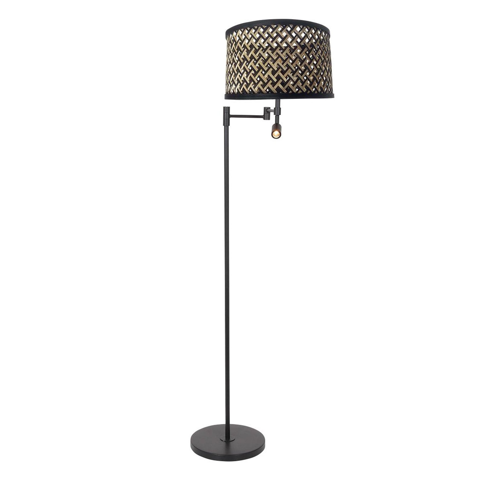 Lampa stojąca Stang, lampka do czytania LED, czarna/naturalna wiklina