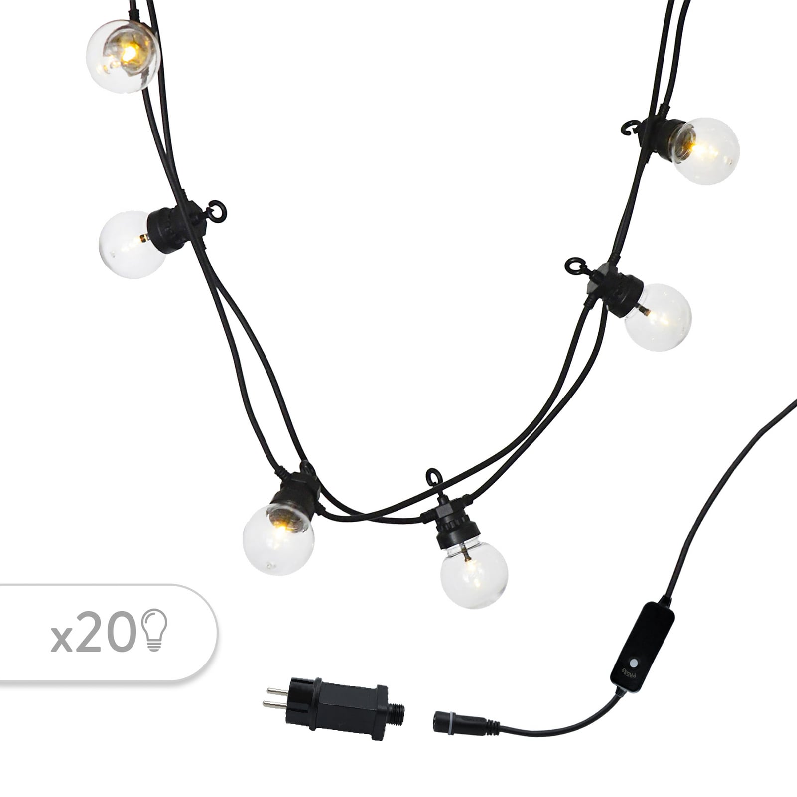 LED lichtketting PARTY, zwart/transparant, lengte 9 m, IP44