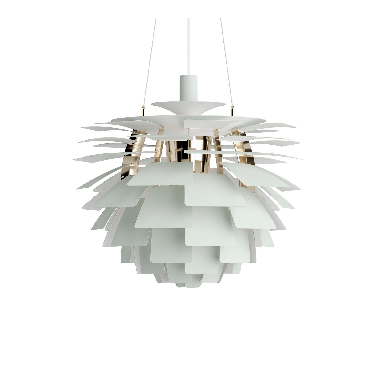 Louis Poulsen hanglamp PH Artichoke, groen/messing, Ø 60 cm