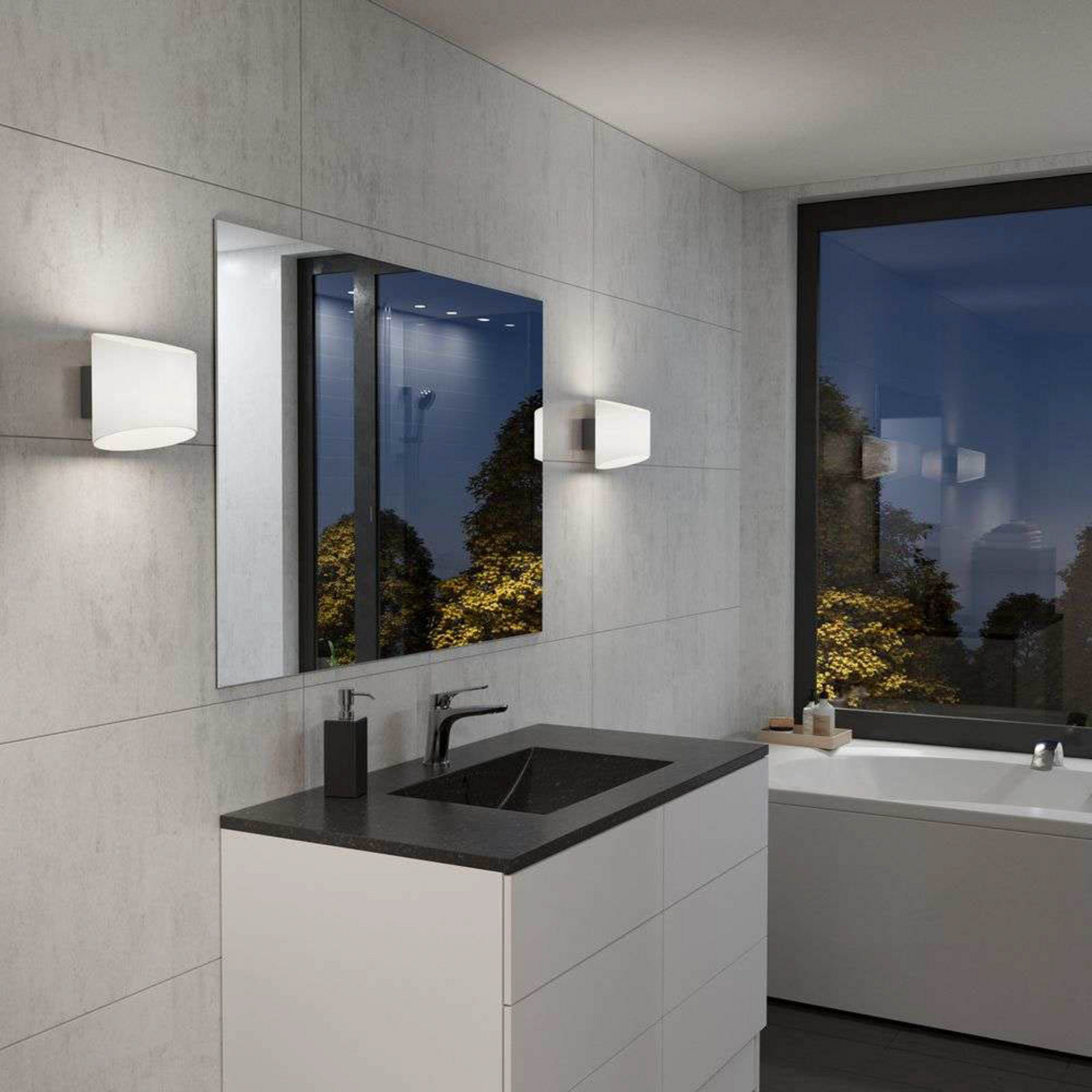 Evoke Vägglampa IP44 Oval Anthracite/Opal Herstal - Vardagsrum - Metall | Produkter - Vägglampor | Lampspecialisterna