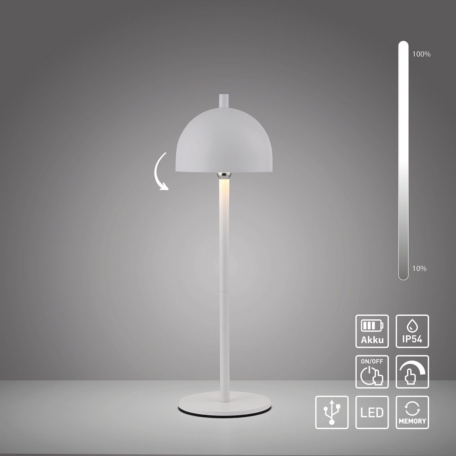 SCHÖNER WOHNEN LED-Akku-Tischlampe Bellies, weiß, IP54 SCHÖNER WOHNEN LED-Akku-Tischlampe Bellies, weiß, IP54