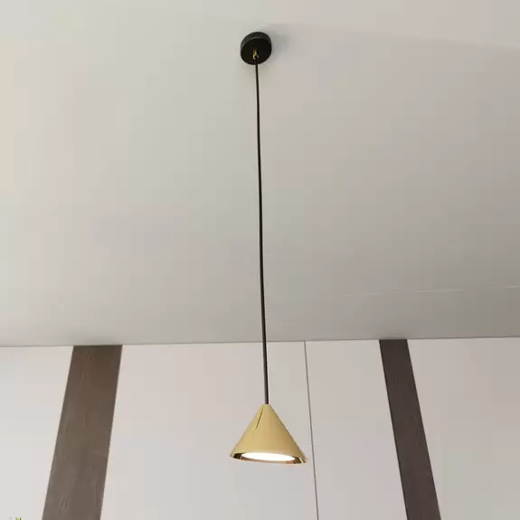 Lampenwelt Pendelleuchte Elit, 1-flammig, goldfarben, Metall, Abhängung 100 cm