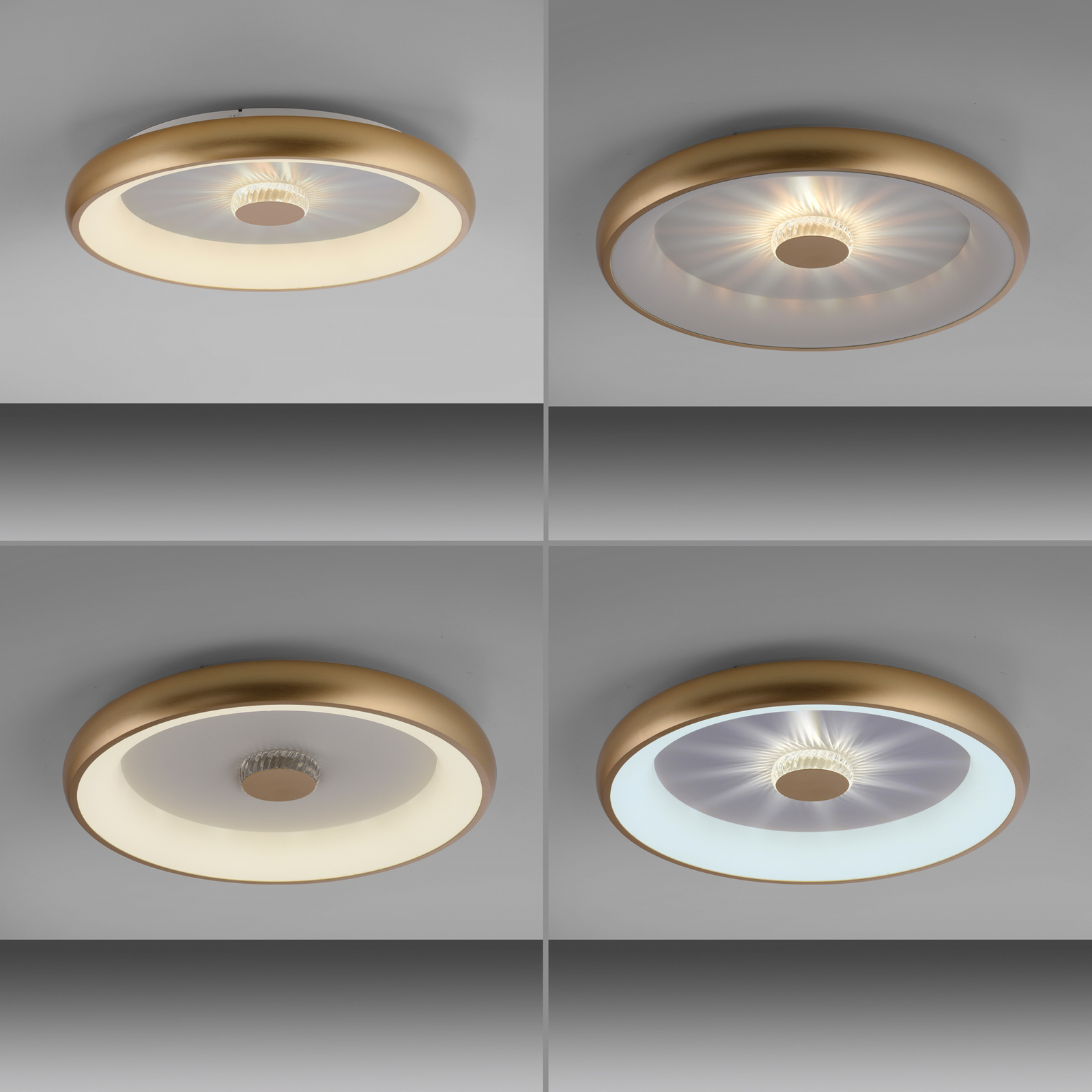 Vertigo LED mennyezeti lámpa, CCT, Ø 61,5 cm, sárgaréz