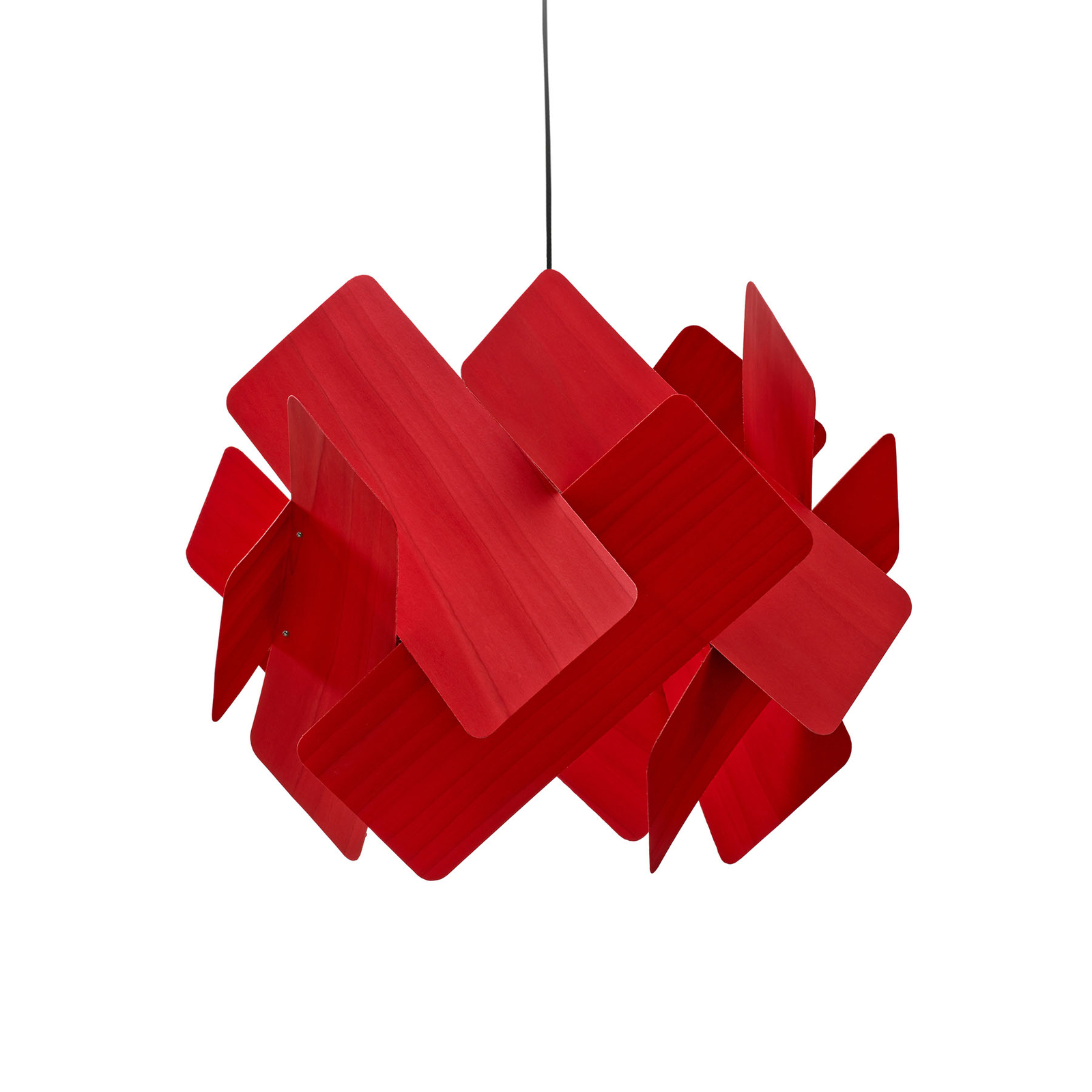 LZF LamPS Escape hanging light, Ø 40 cm, red, for Living / Dining Room, wood veneer, metal, E27, 14 W, energy efficiency: A++, H: 30 cm