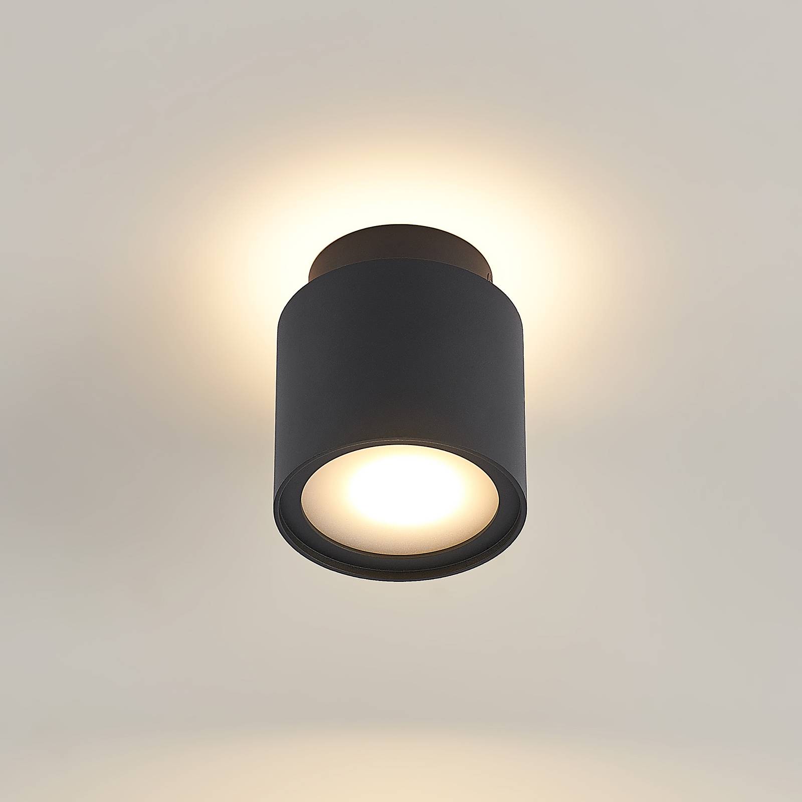 Arcchio lampa sufitowa Walisa, Ø 10 cm, czarny, dyfuzor, GU10