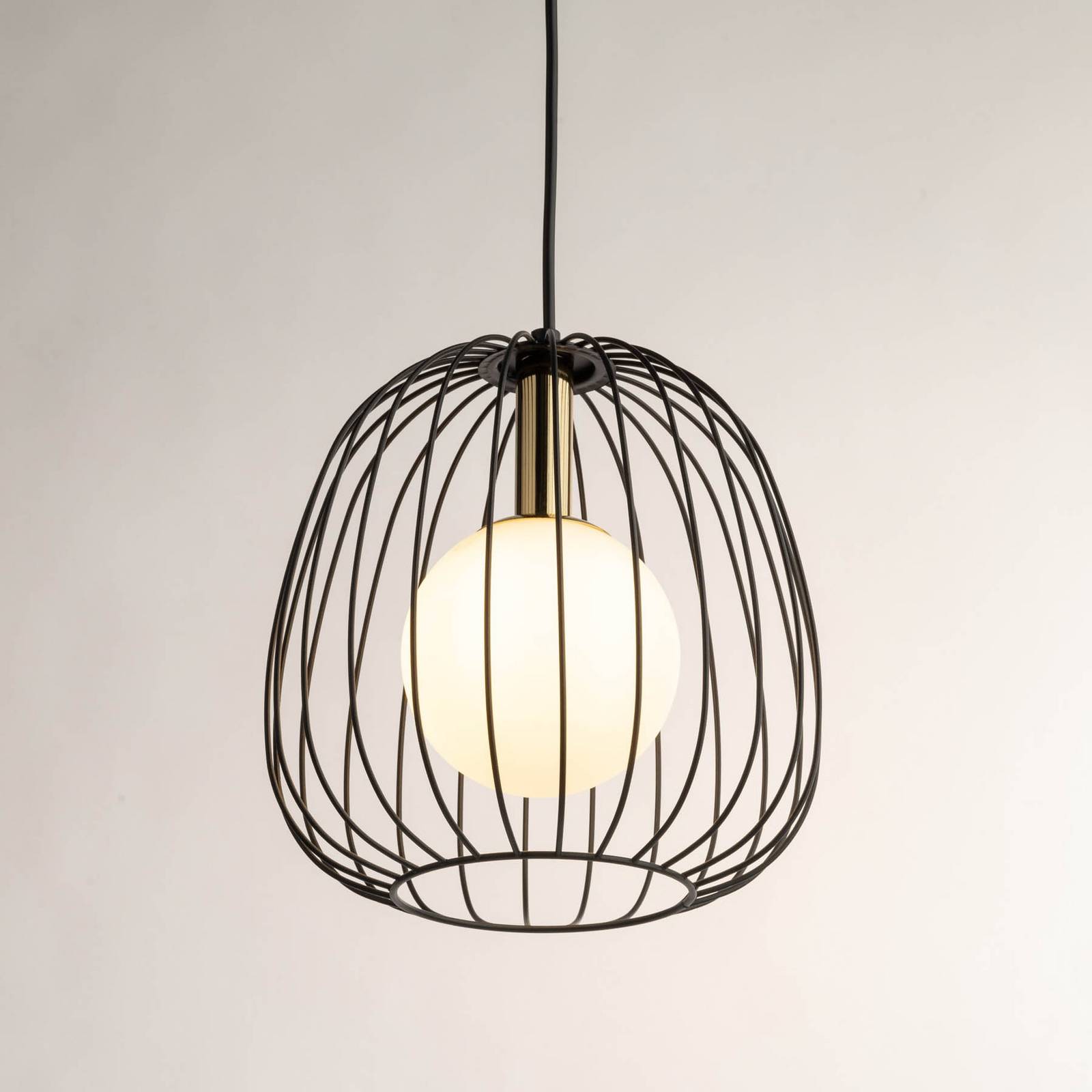 Żyrandol Bell S, Ø 24 cm, 1-punktowa, czarny/złoty/biały