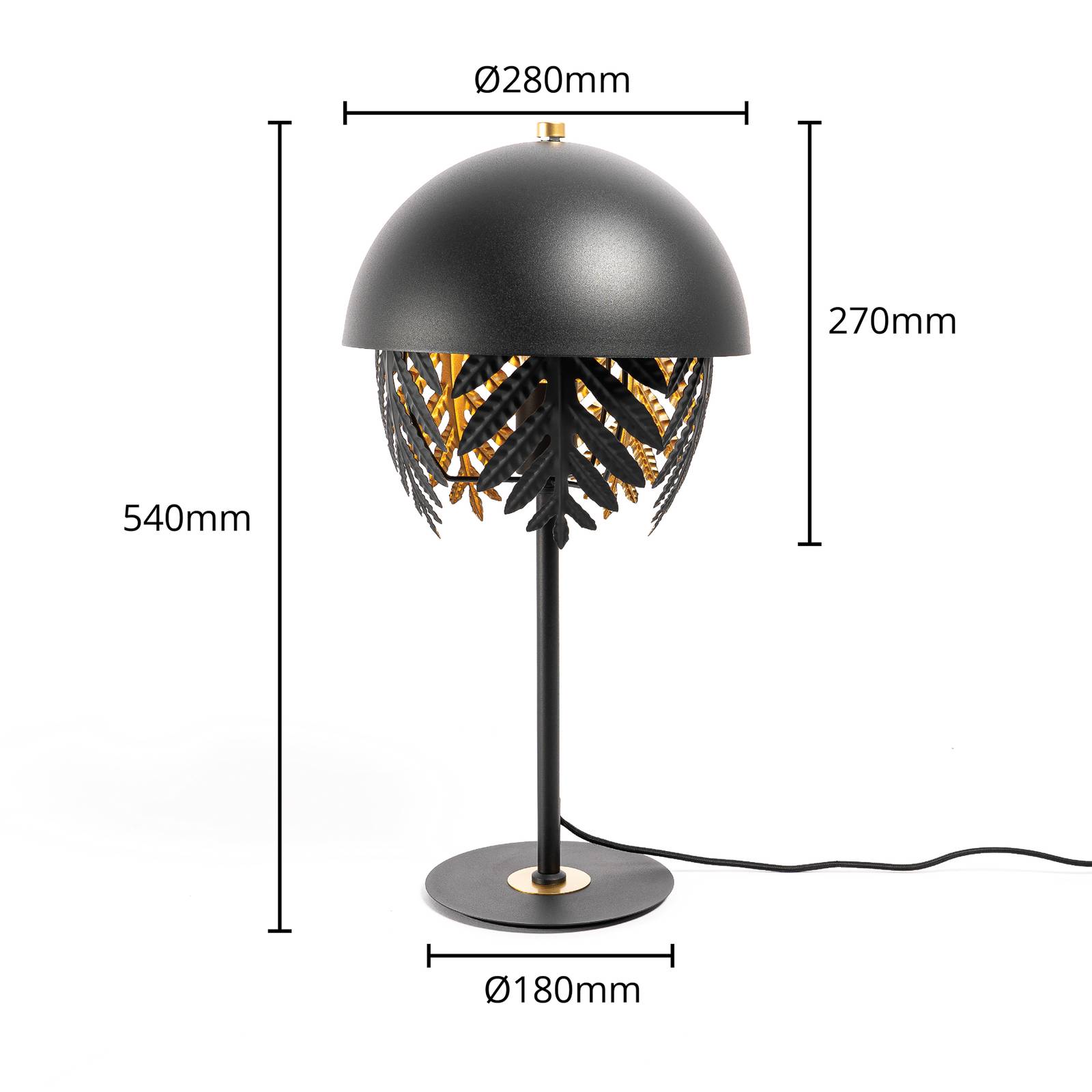 9: Lucande Aparas bordlampe, bladlook, sort-guld