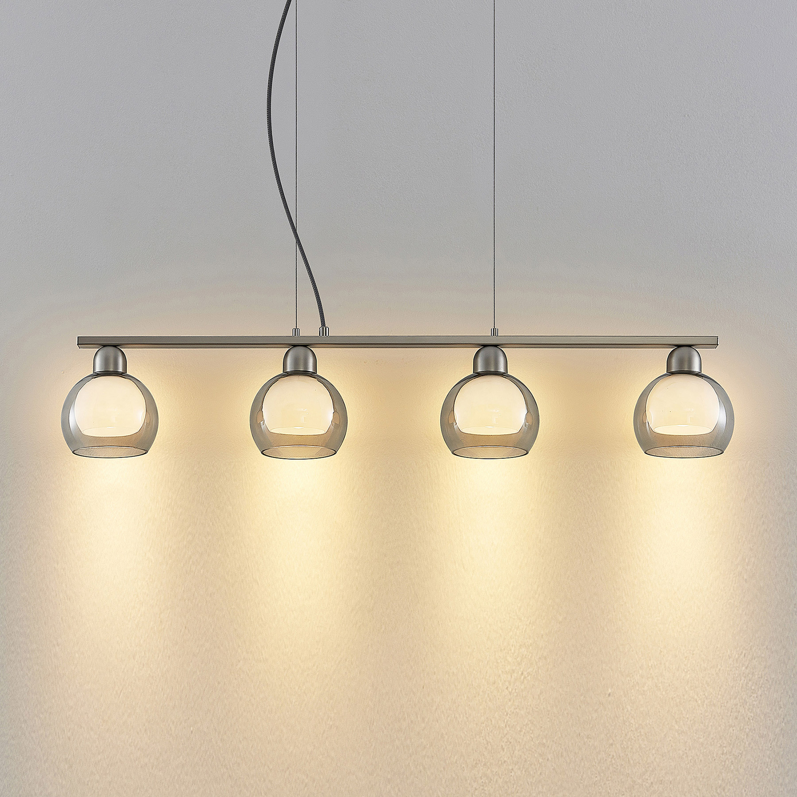 Lucande Kaiya hanging light, glass, four-bulb