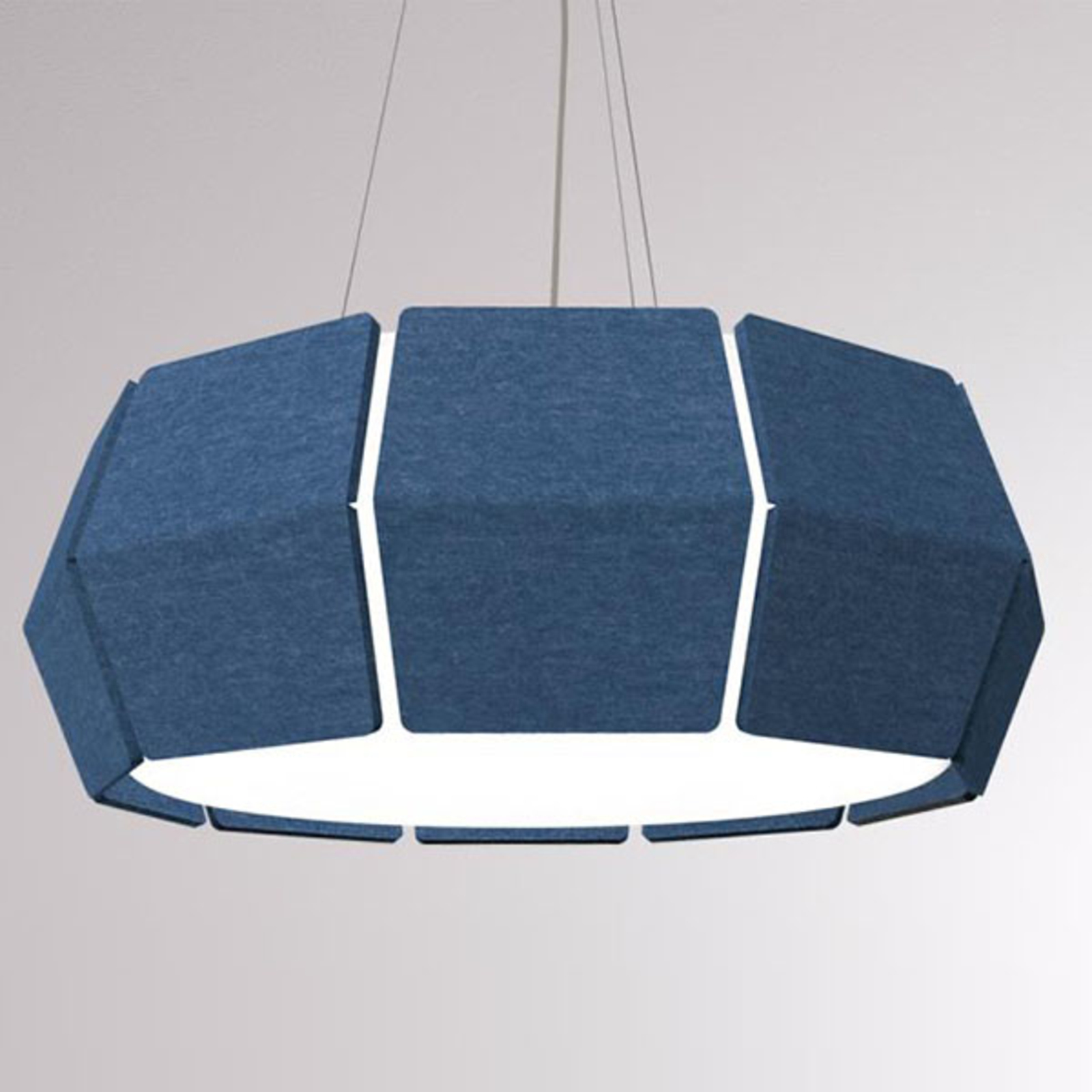 LOUM Decafelt LED pendant lamp acoustic blue Ø76cm, for Living / Dining Room, fabric acoustic elements, plastic, 41 W, energy efficiency: A+, H: 27.4 cm