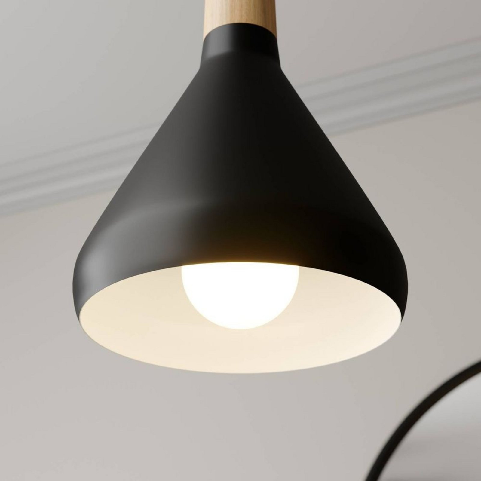 Arina Lustră Pendul Black/Wood - Lindby